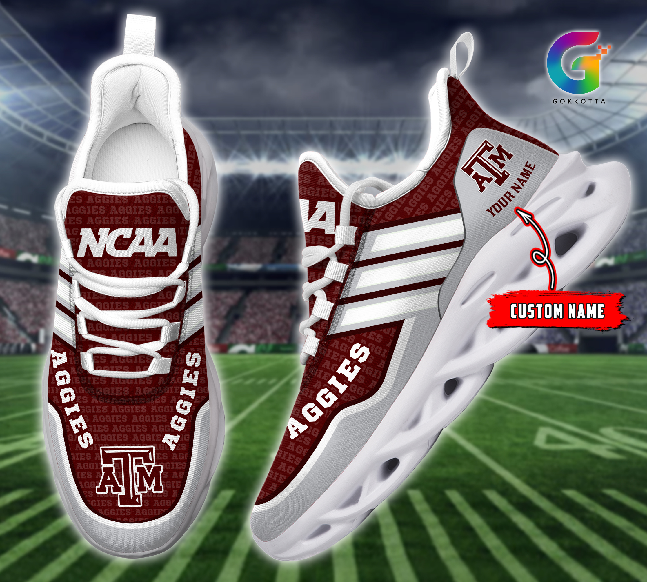 JWFancy Texas A&M Aggies NCAA Max Soul Shoes Sneakers For Men And Women