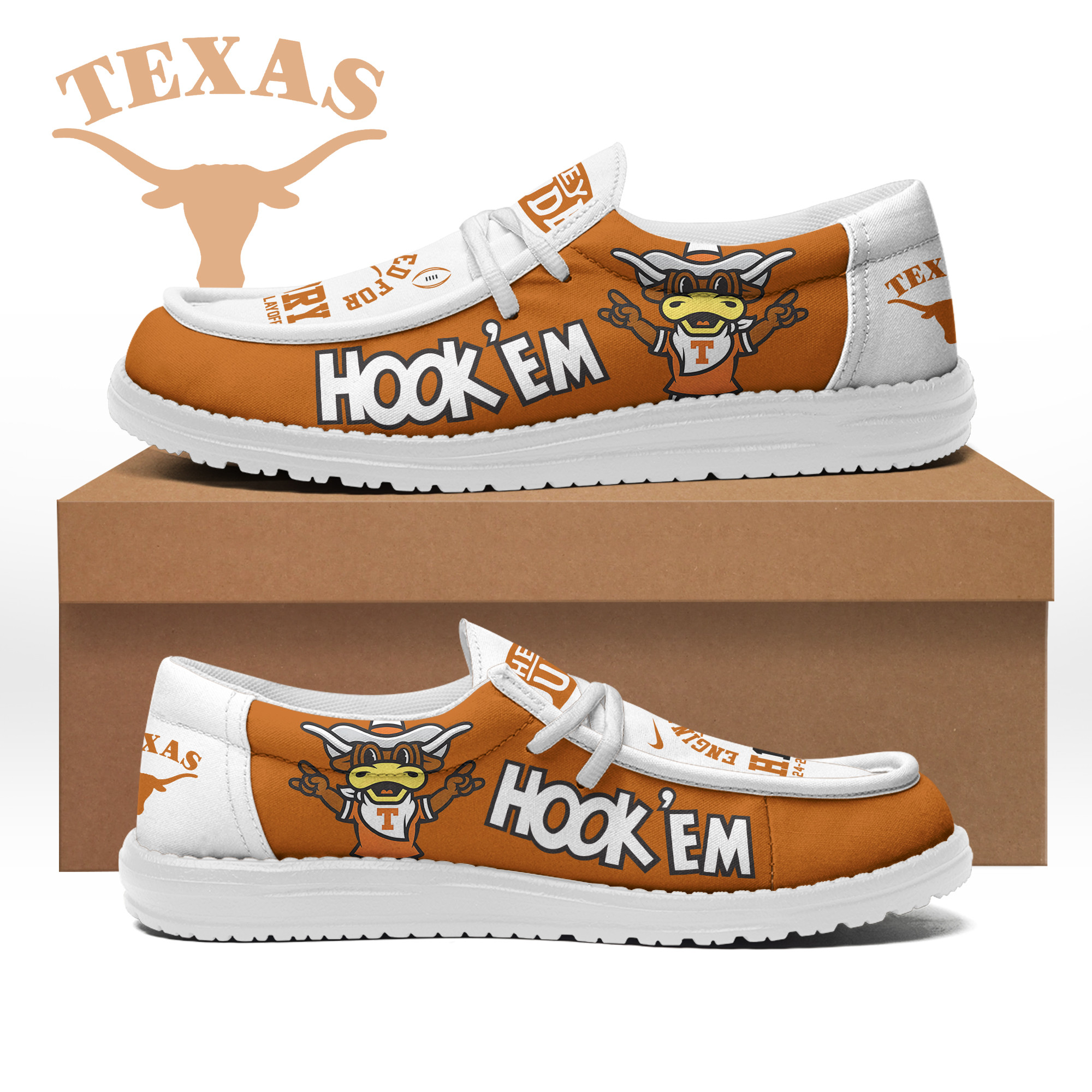 JWFancy Texas Longhorns – Custom Name Hey Dude