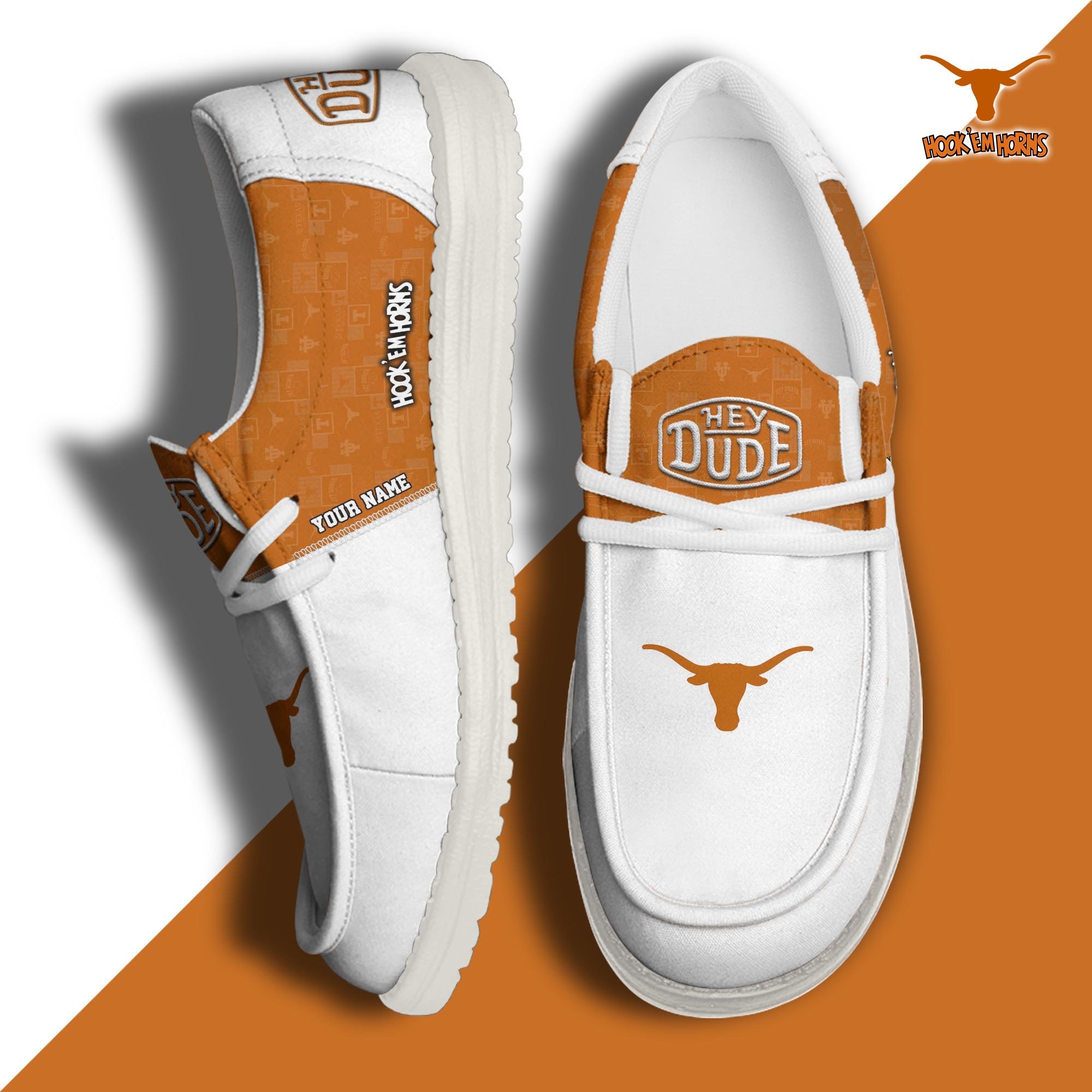 JWFancy Texas Longhorns Hey Dude Shoes Wally Men's Lace Up Loafers Comfortable For Men And Women