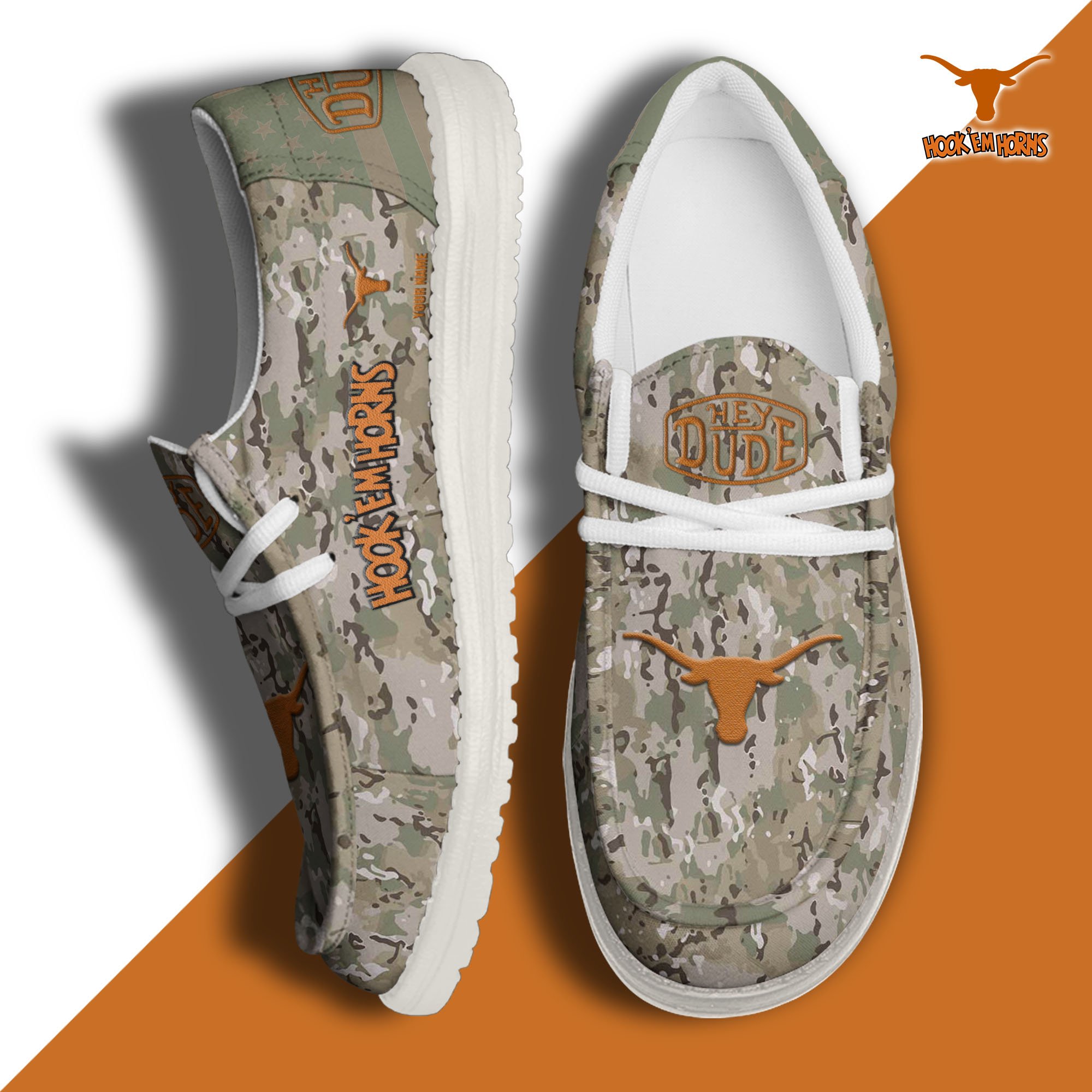 JWFancy Texas Longhorns Hey Dude Shoes Wally Men's Lace Up Loafers Comfortable For Men And Women