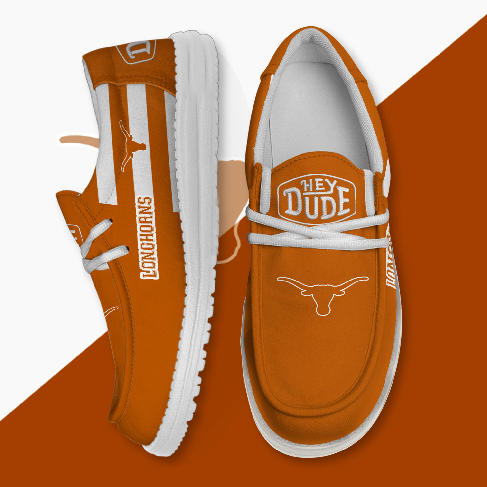 JWFancy Texas Longhorns Hey Dude Shoes Wally Men's Lace Up Loafers Comfortable For Men And Women