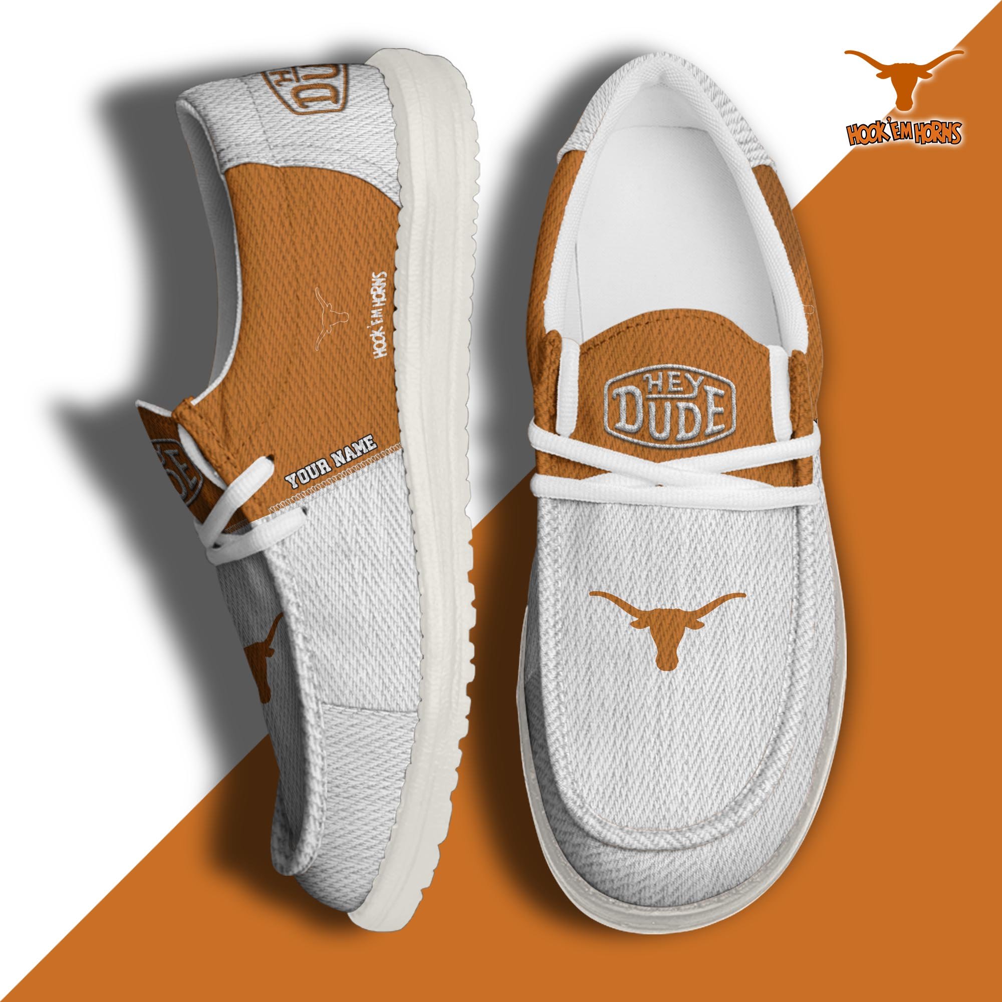 JWFancy Texas Longhorns Hey Dude Shoes Wally Men's Lace Up Loafers Comfortable For Men And Women