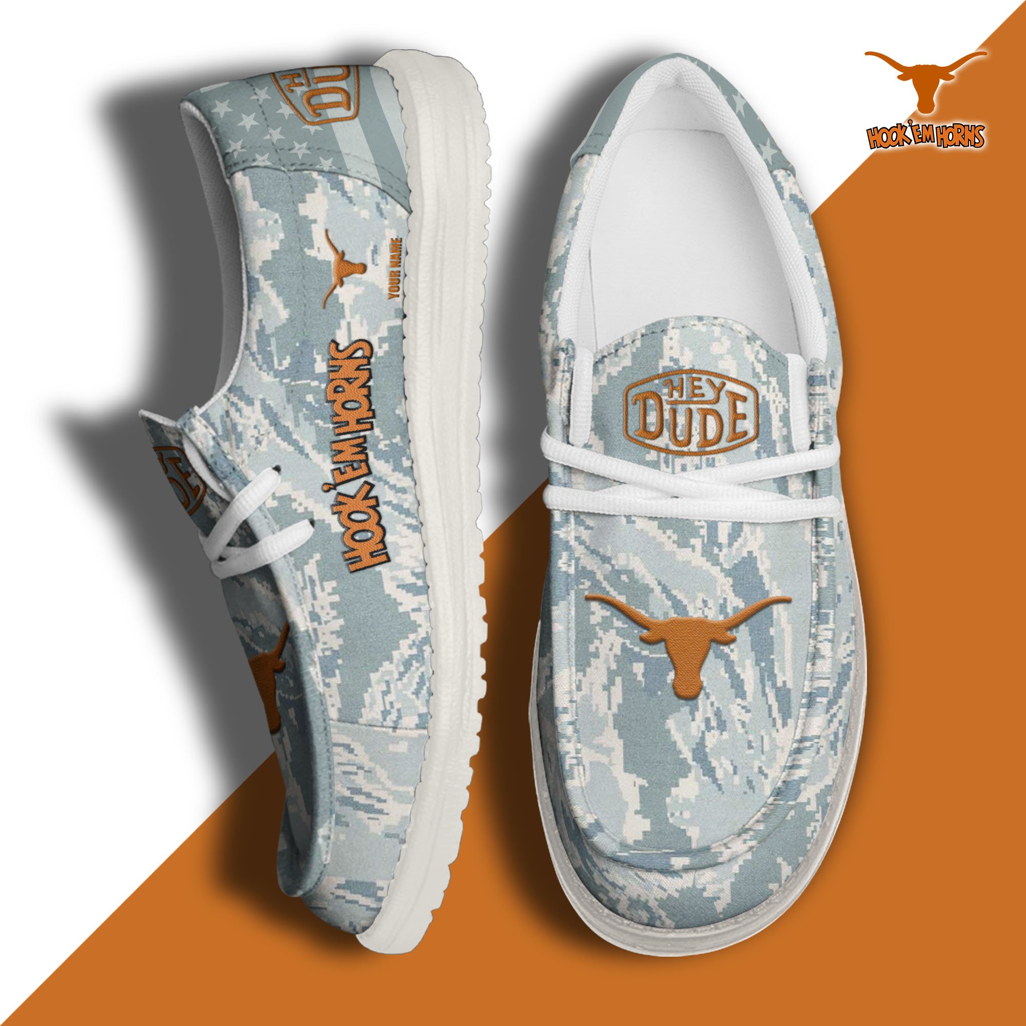 JWFancy Texas Longhorns Hey Dude Shoes Wally Men's Lace Up Loafers Comfortable For Men And Women