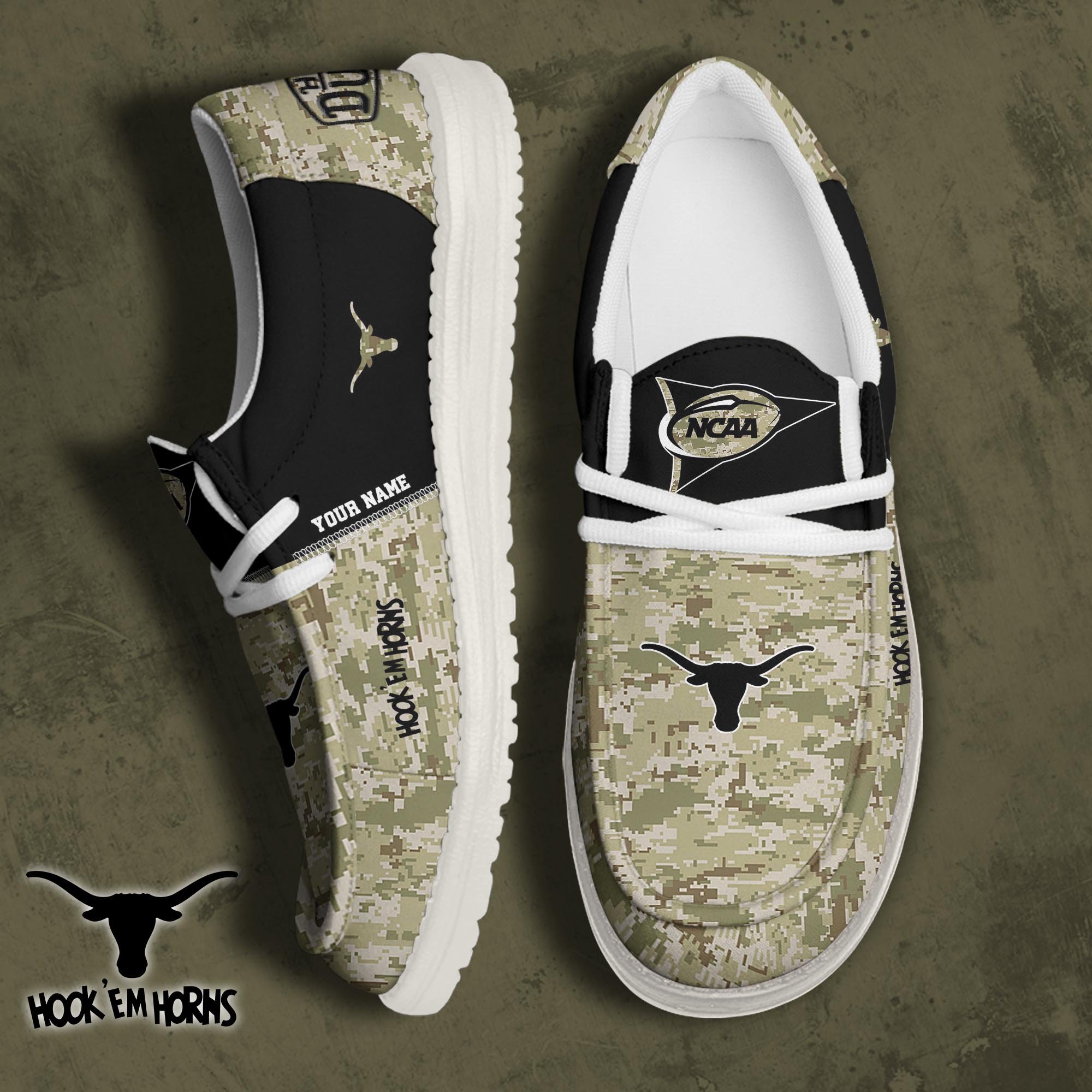 JWFancy Texas Longhorns Hey Dude Shoes Wally Men's Lace Up Loafers Comfortable For Men And Women