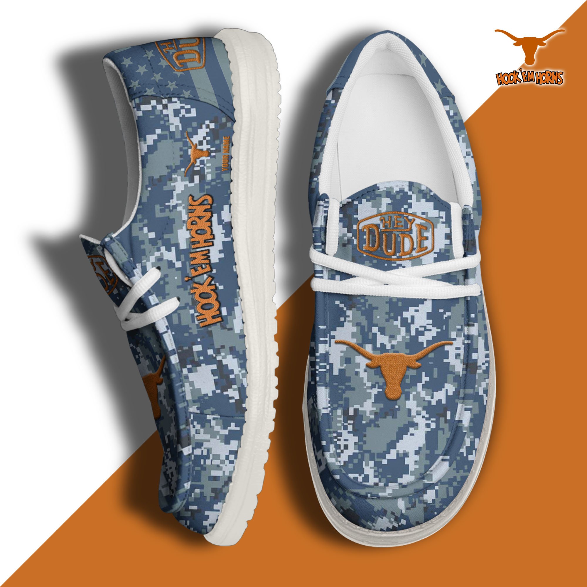 JWFancy Texas Longhorns Hey Dude Shoes Wally Men's Lace Up Loafers Comfortable For Men And Women