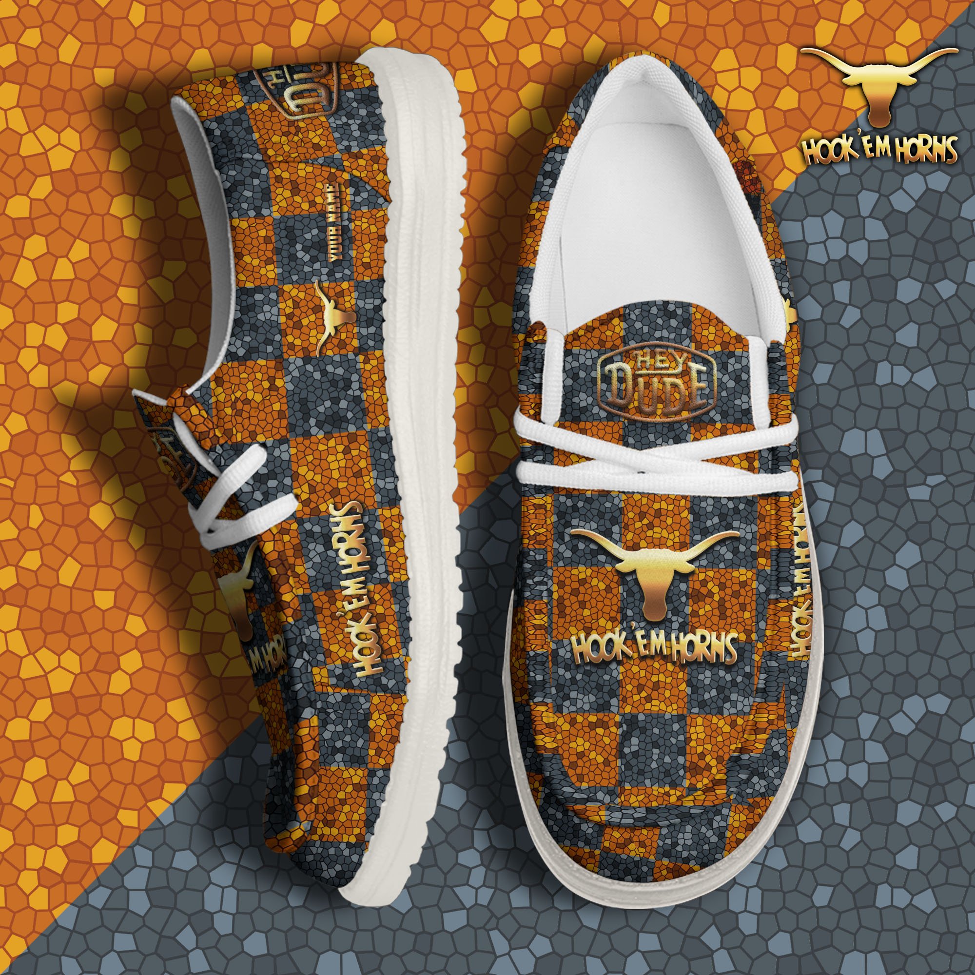 JWFancy Texas Longhorns Hey Dude Shoes Wally Men's Lace Up Loafers Comfortable For Men And Women