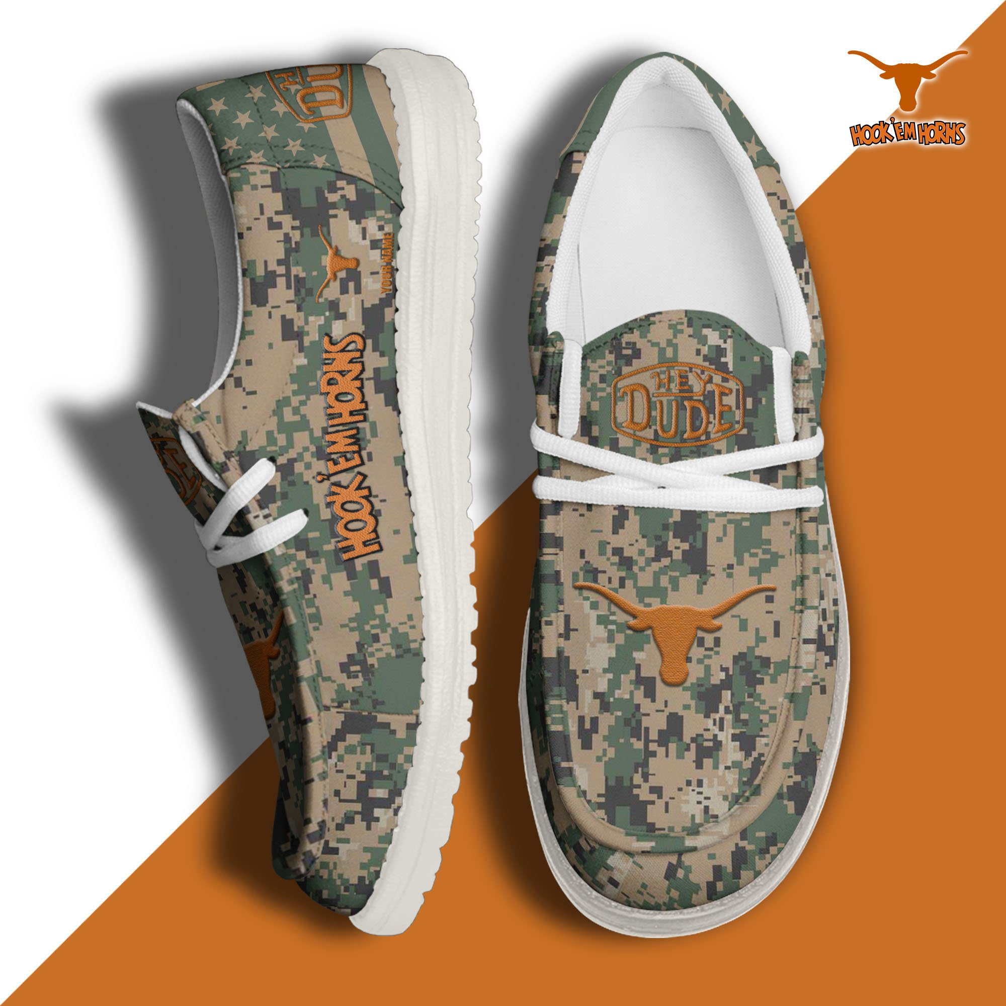 JWFancy Texas Longhorns Hey Dude Shoes Wally Men's Lace Up Loafers Comfortable For Men And Women