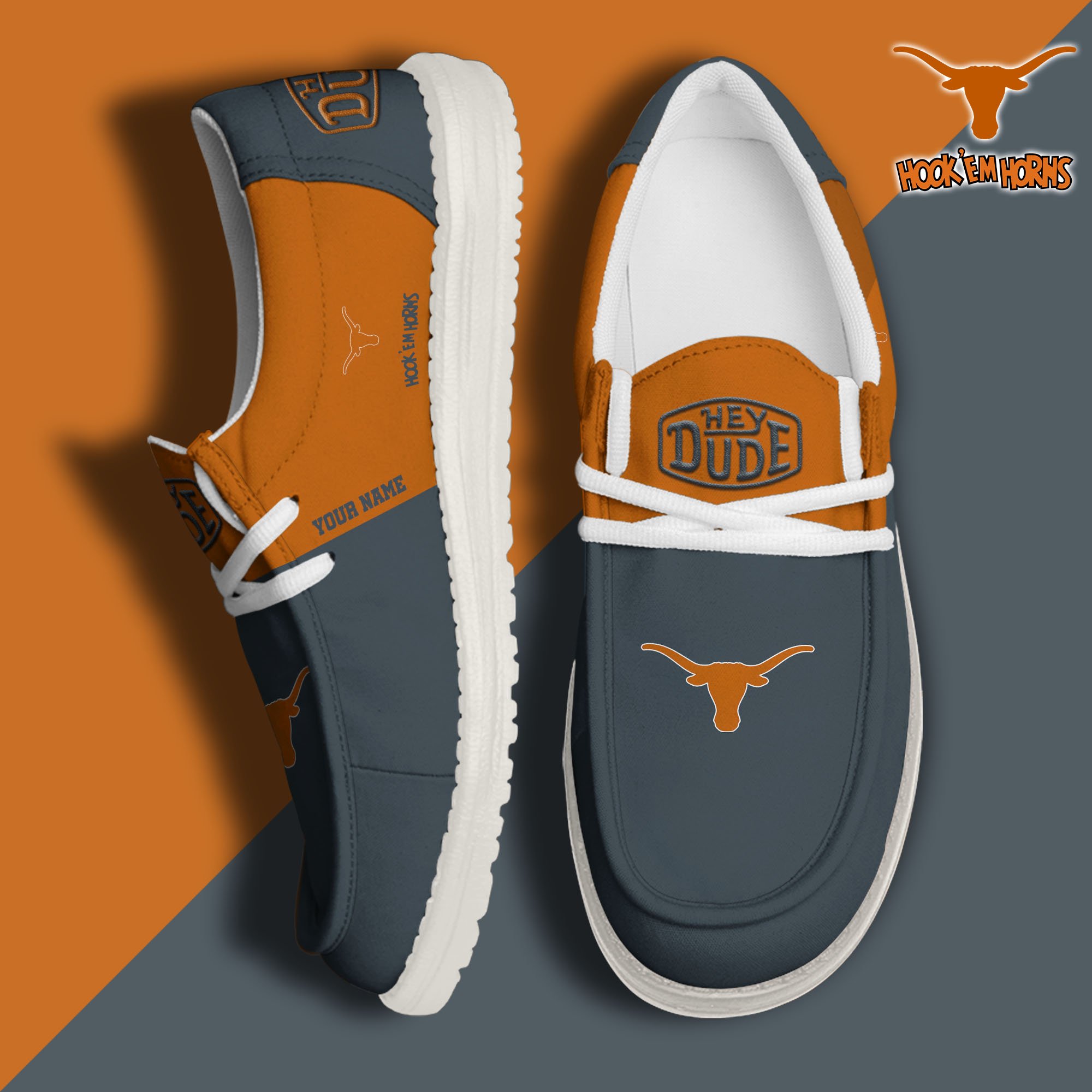JWFancy Texas Longhorns Hey Dude Shoes Wally Men's Lace Up Loafers Comfortable For Men And Women