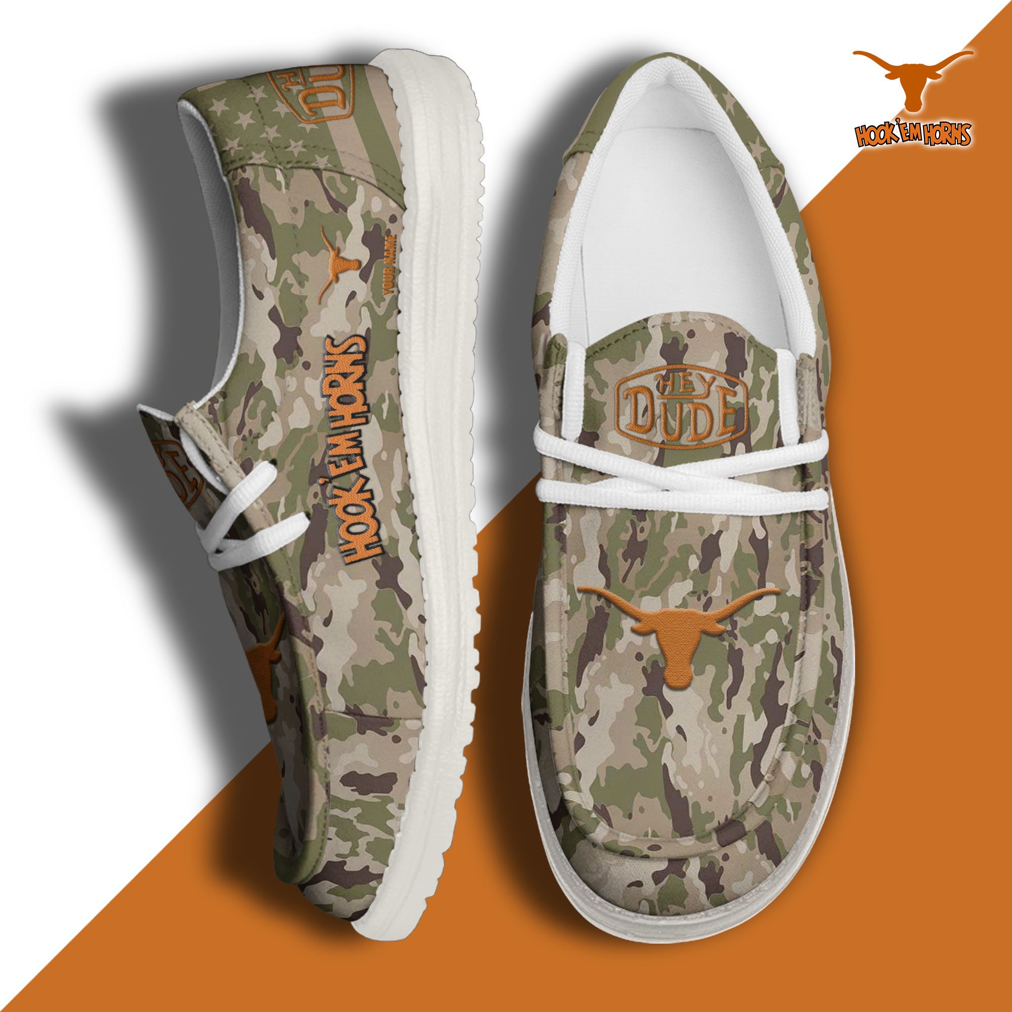 JWFancy Texas Longhorns Hey Dude Shoes Wally Men's Lace Up Loafers Comfortable For Men And Women