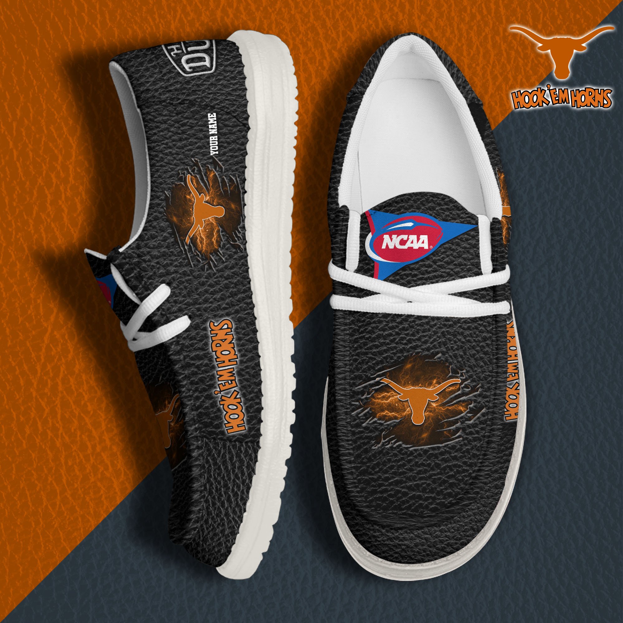JWFancy Texas Longhorns Hey Dude Shoes Wally Men's Lace Up Loafers Comfortable For Men And Women