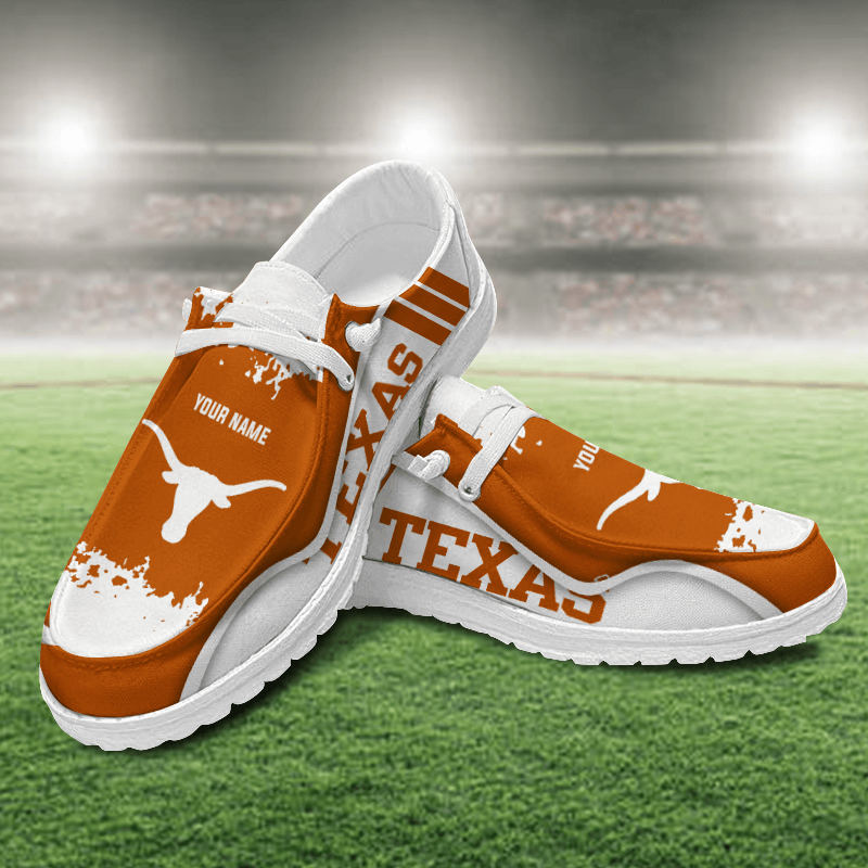 JWFancy Texas Longhorns Hey Dude Shoes Wally Men's Lace Up Loafers Comfortable For Men And Women