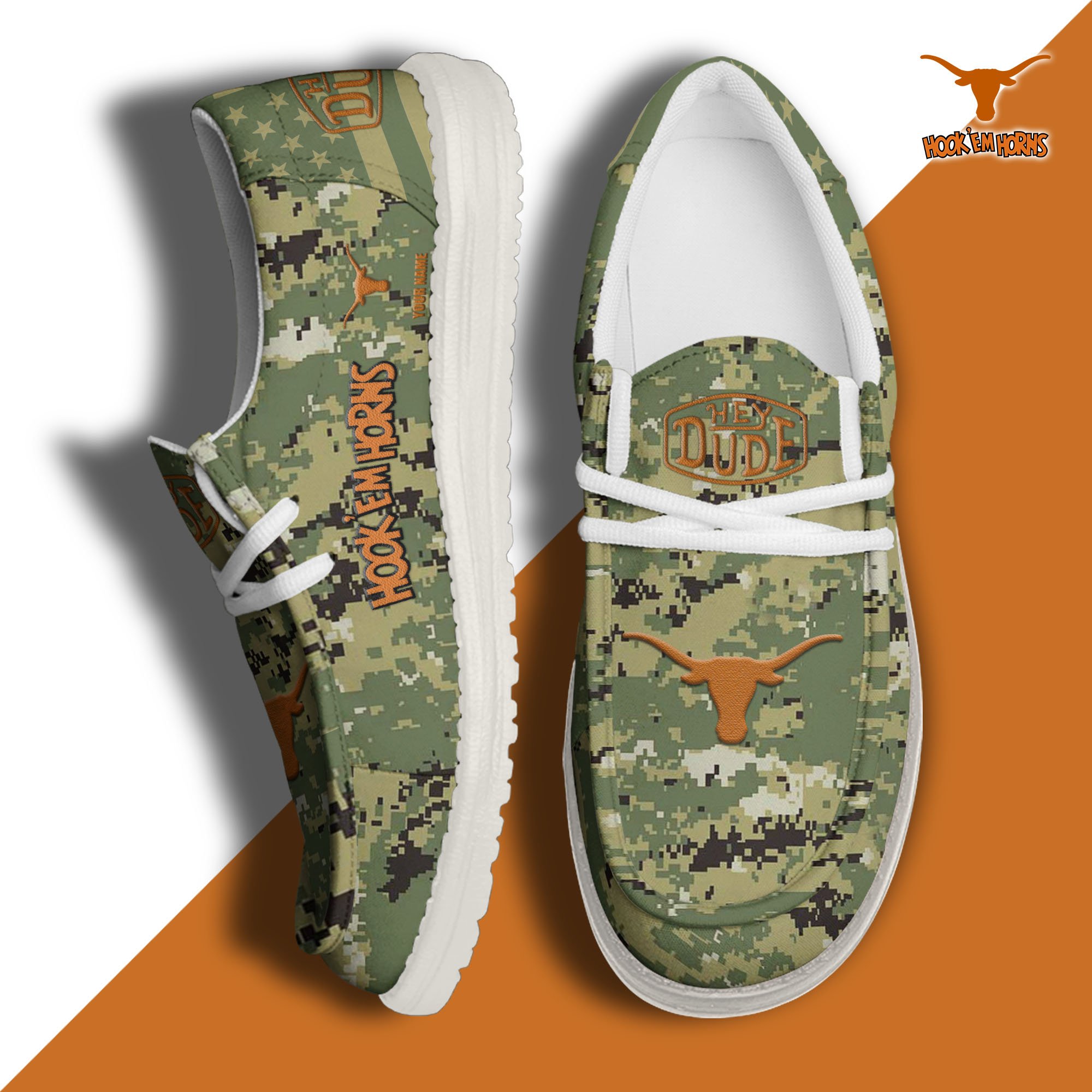 JWFancy Texas Longhorns Hey Dude Shoes Wally Men's Lace Up Loafers Comfortable For Men And Women