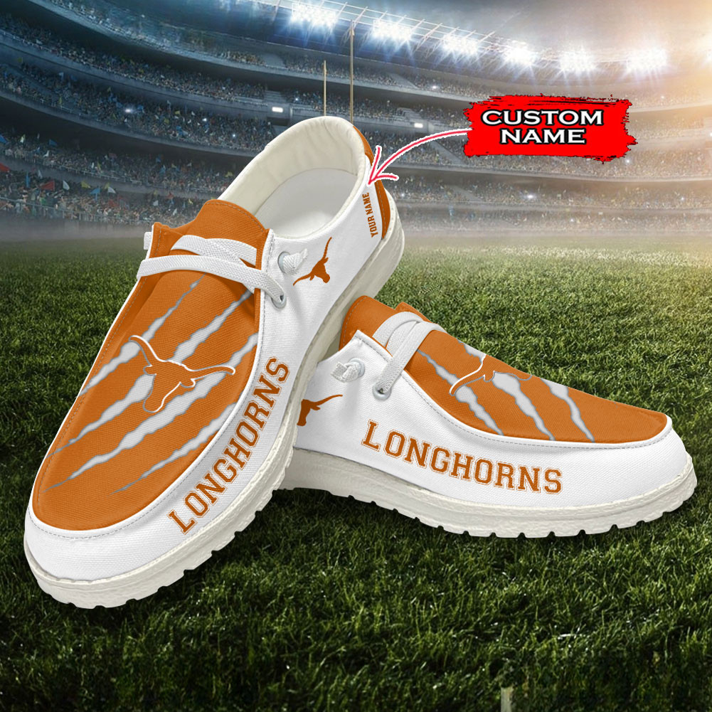 JWFancy Texas Longhorns Hey Dude Shoes Wally Men's Lace Up Loafers Comfortable For Men And Women