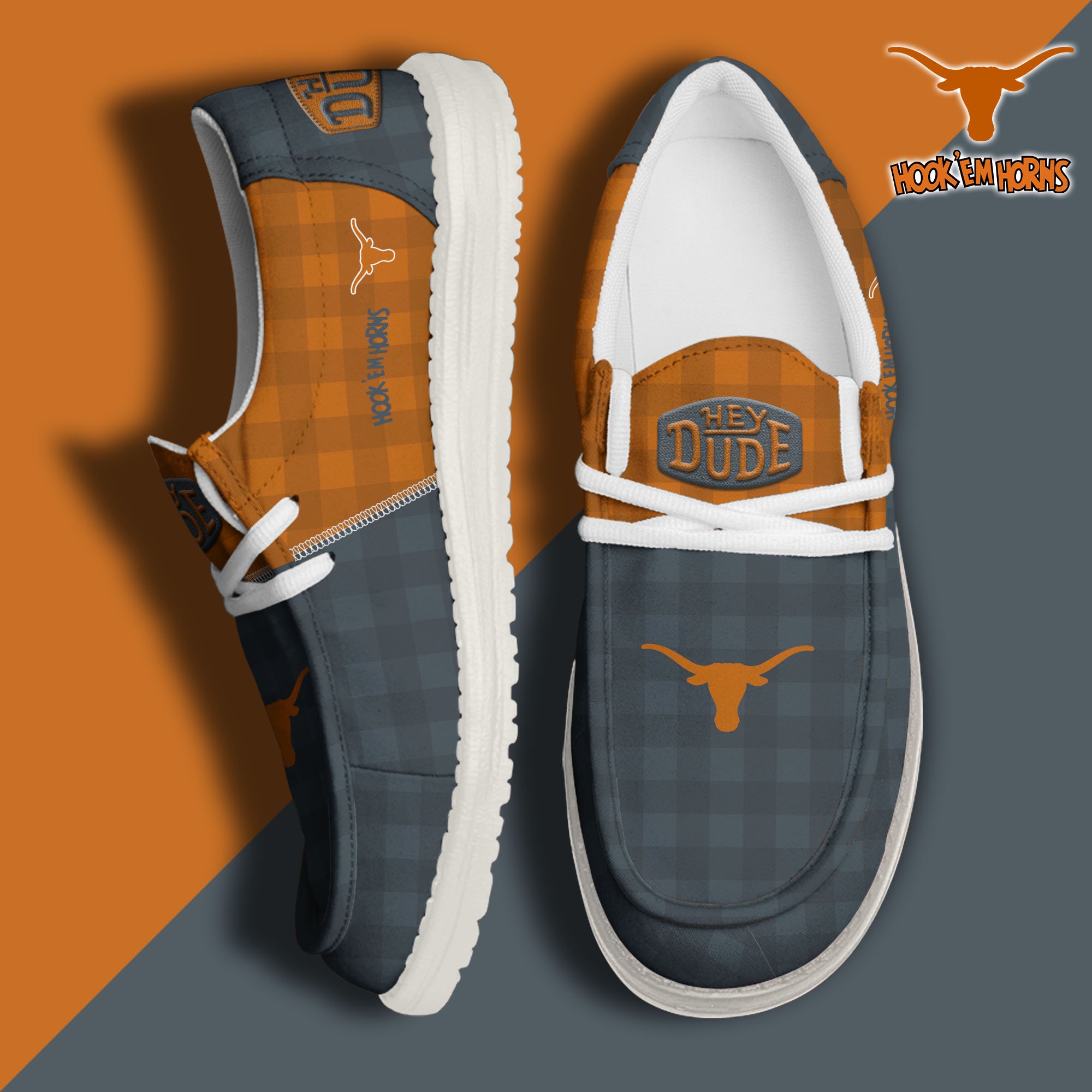 JWFancy Texas Longhorns Hey Dude Shoes Wally Men's Lace Up Loafers Comfortable For Men And Women