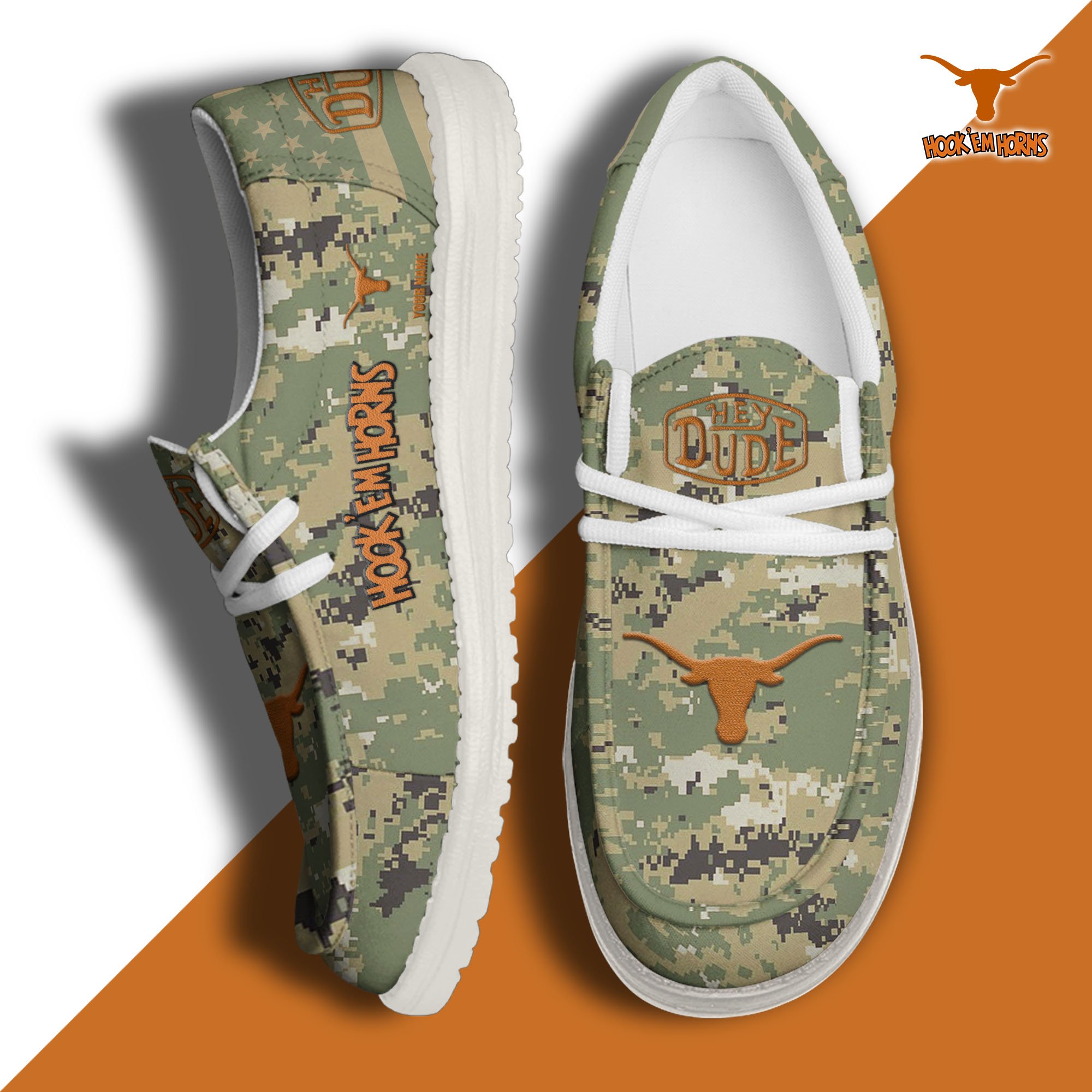 JWFancy Texas Longhorns Hey Dude Shoes Wally Men's Lace Up Loafers Comfortable For Men And Women
