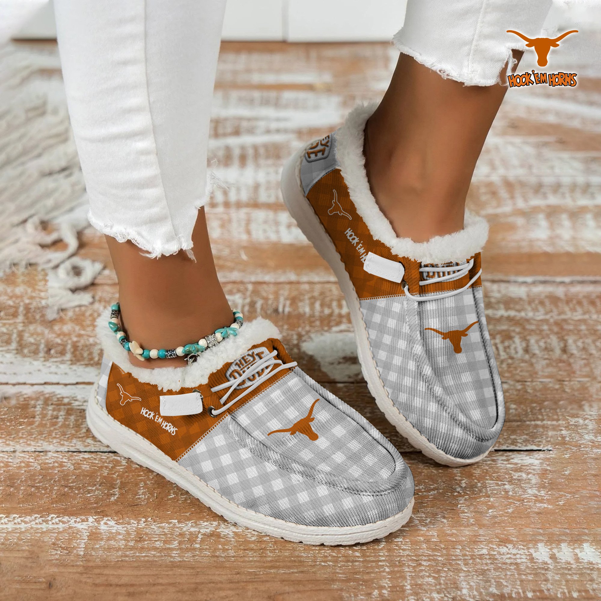 JWFancy Texas Longhorns Hey Dude Shoes Wally Men's Lace Up Loafers Comfortable For Men And Women