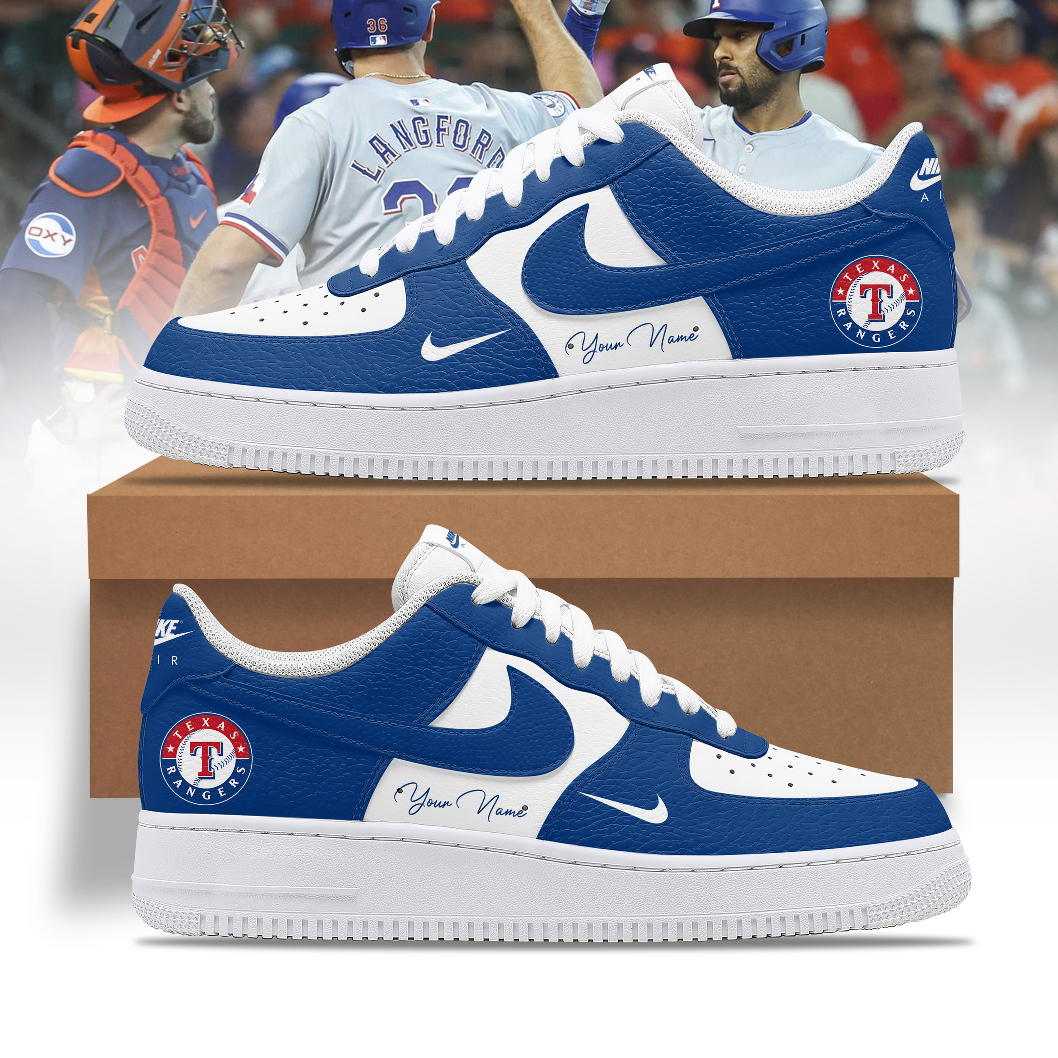 JWFancy Texas Rangers AJ1 High Sneakers Shoes For Men And Women