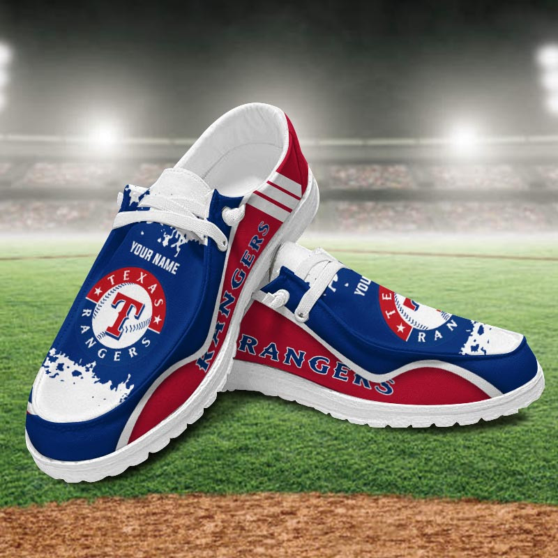 JWFancy Texas Rangers Hey Dude Shoes Wally Men's Lace Up Loafers Comfortable For Men And Women