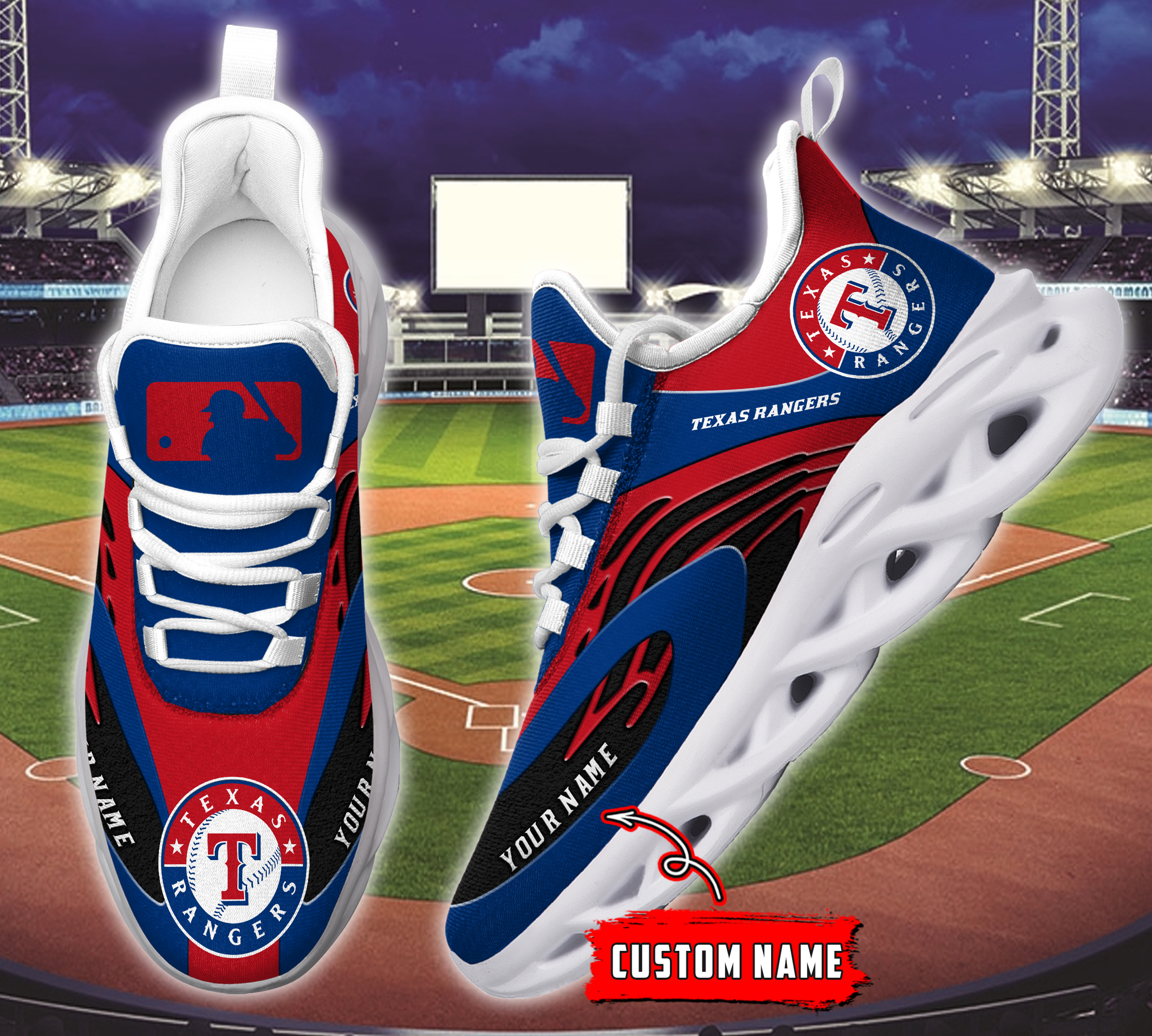 JWFancy Texas Rangers MLB Max Soul Shoes Sneakers For Men And Women