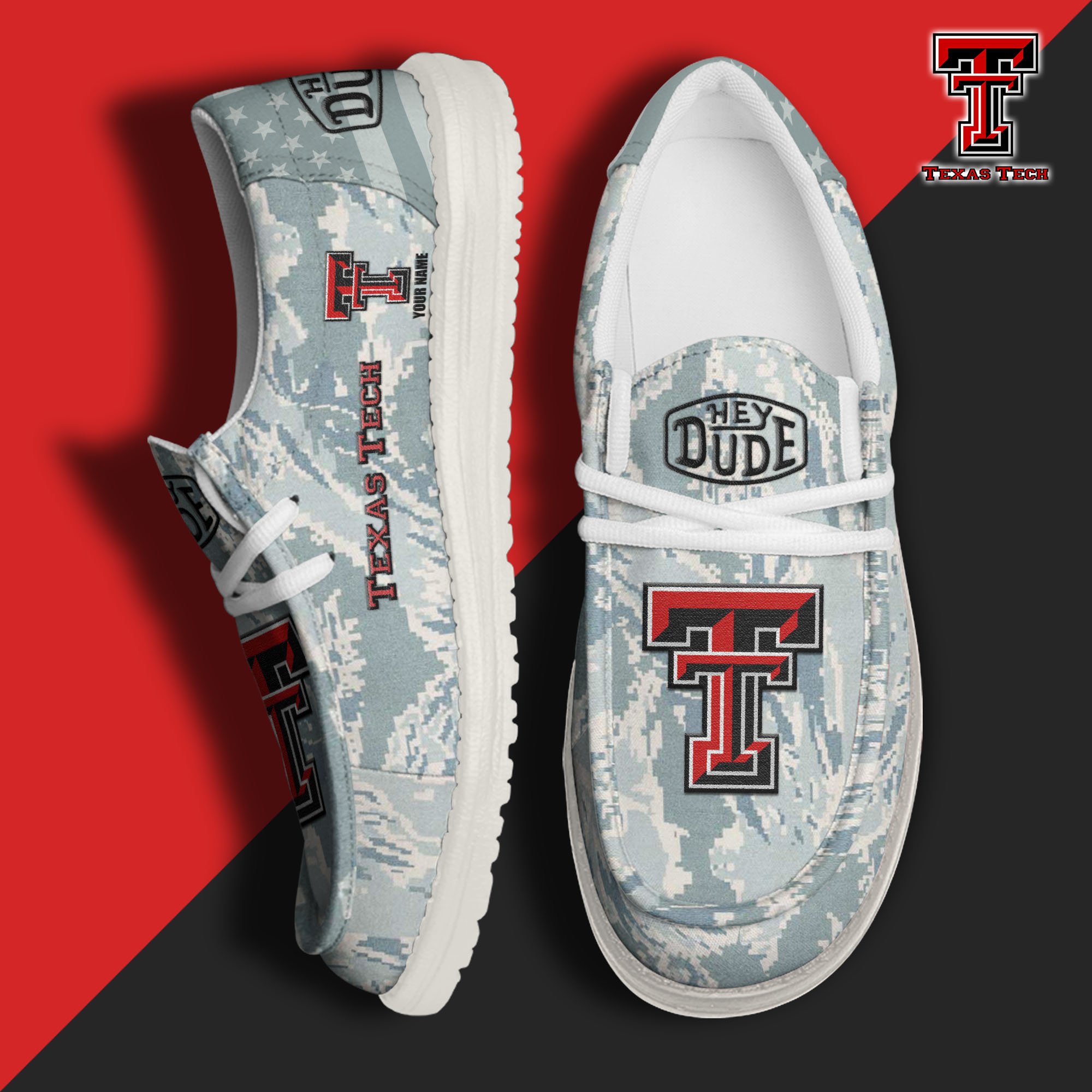 JWFancy Texas Tech Red Raiders Hey Dude Shoes Wally Men's Lace Up Loafers Comfortable For Men And Women