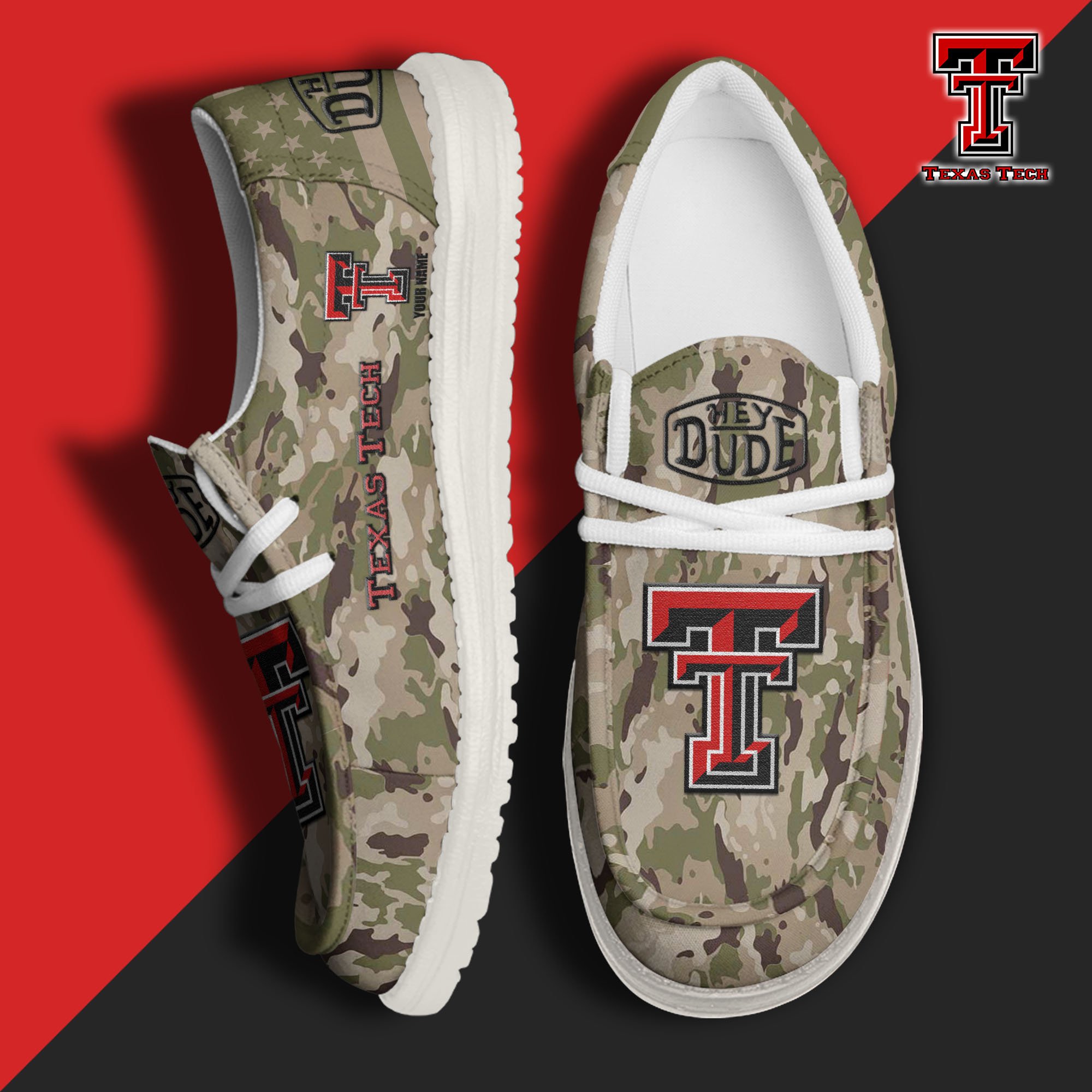 JWFancy Texas Tech Red Raiders Hey Dude Shoes Wally Men's Lace Up Loafers Comfortable For Men And Women