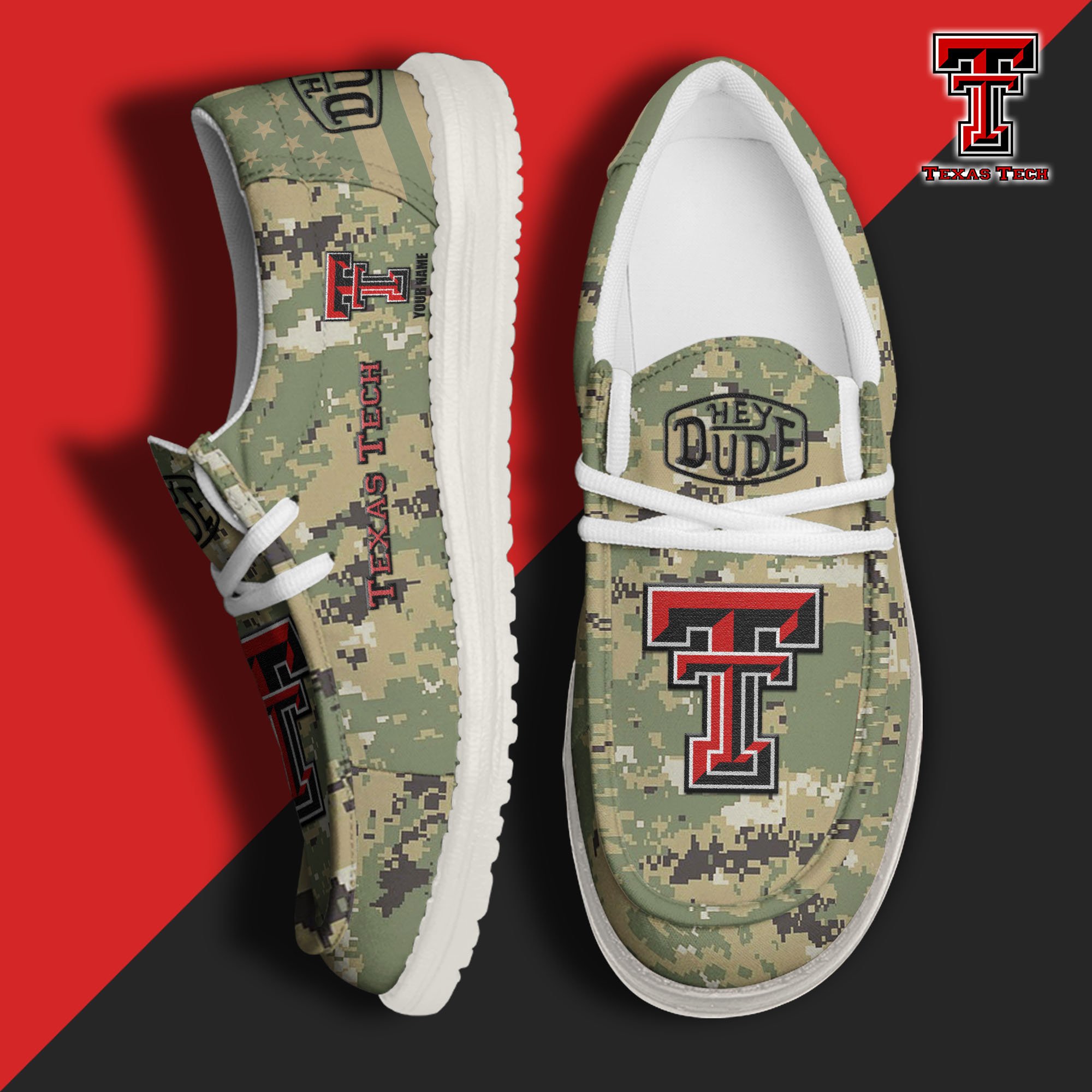 JWFancy Texas Tech Red Raiders Hey Dude Shoes Wally Men's Lace Up Loafers Comfortable For Men And Women