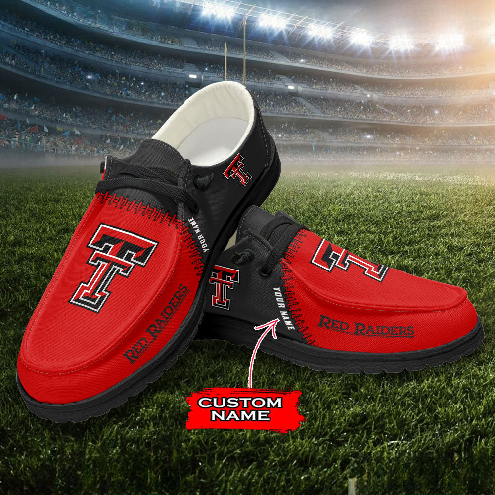 JWFancy Texas Tech Red Raiders Hey Dude Shoes Wally Men's Lace Up Loafers Comfortable For Men And Women