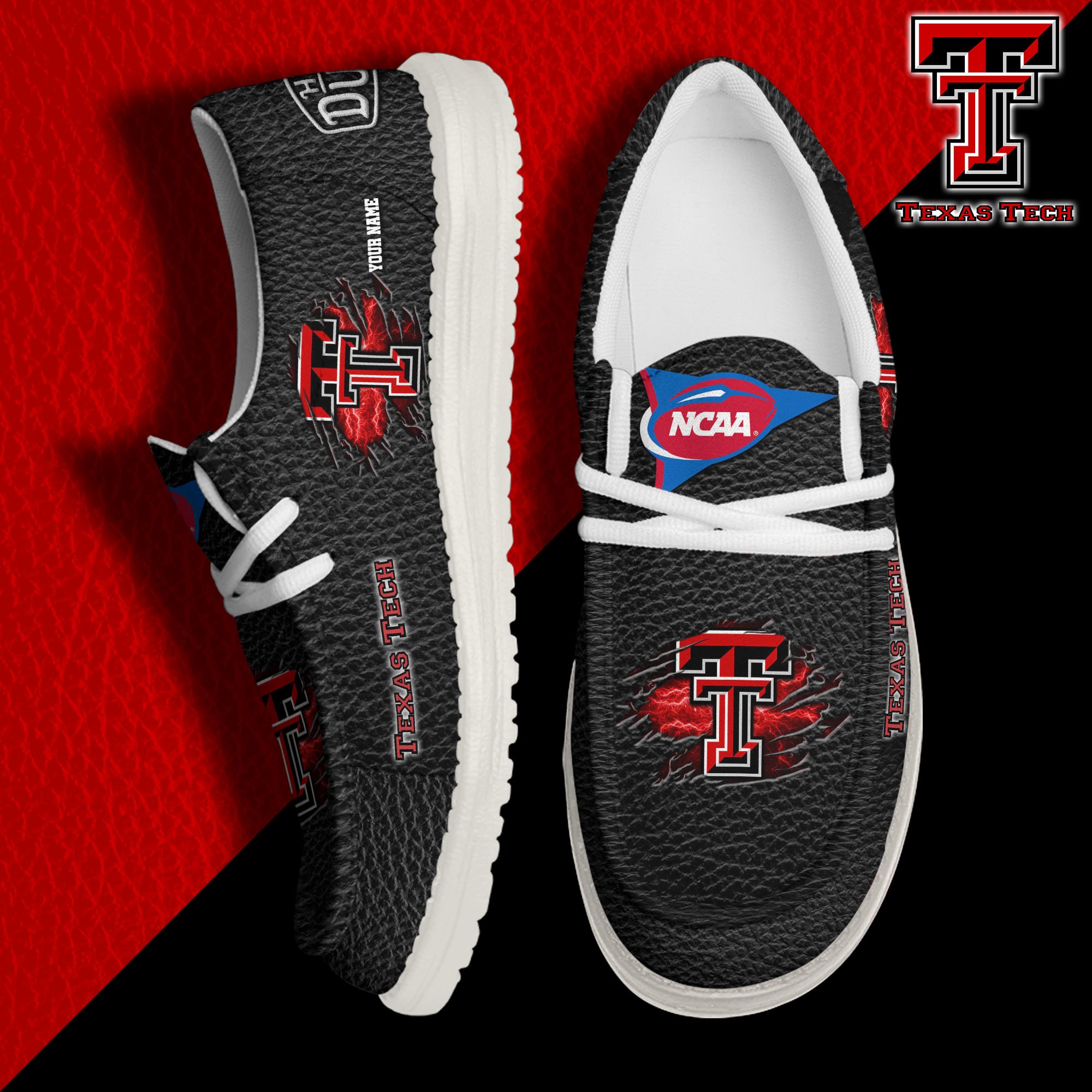 JWFancy Texas Tech Red Raiders Hey Dude Shoes Wally Men's Lace Up Loafers Comfortable For Men And Women