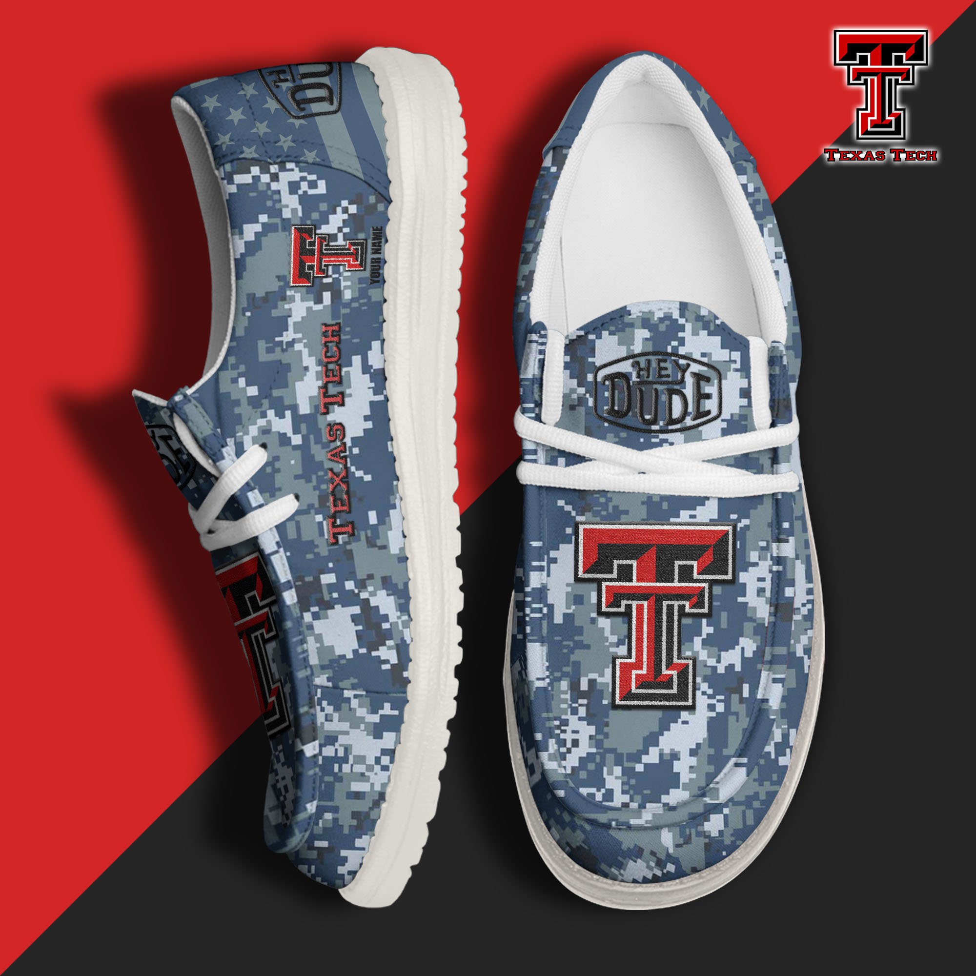 JWFancy Texas Tech Red Raiders Hey Dude Shoes Wally Men's Lace Up Loafers Comfortable For Men And Women