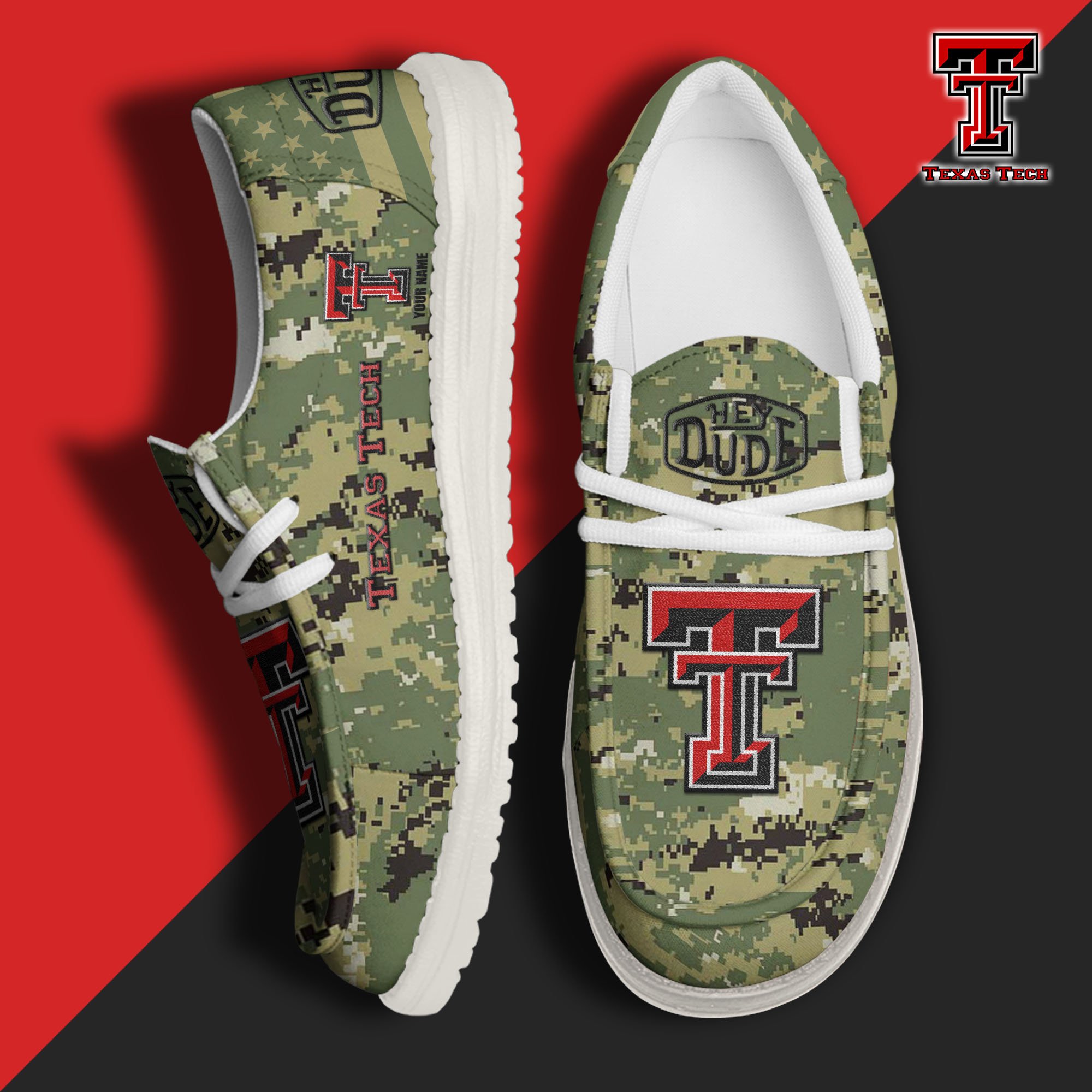 JWFancy Texas Tech Red Raiders Hey Dude Shoes Wally Men's Lace Up Loafers Comfortable For Men And Women
