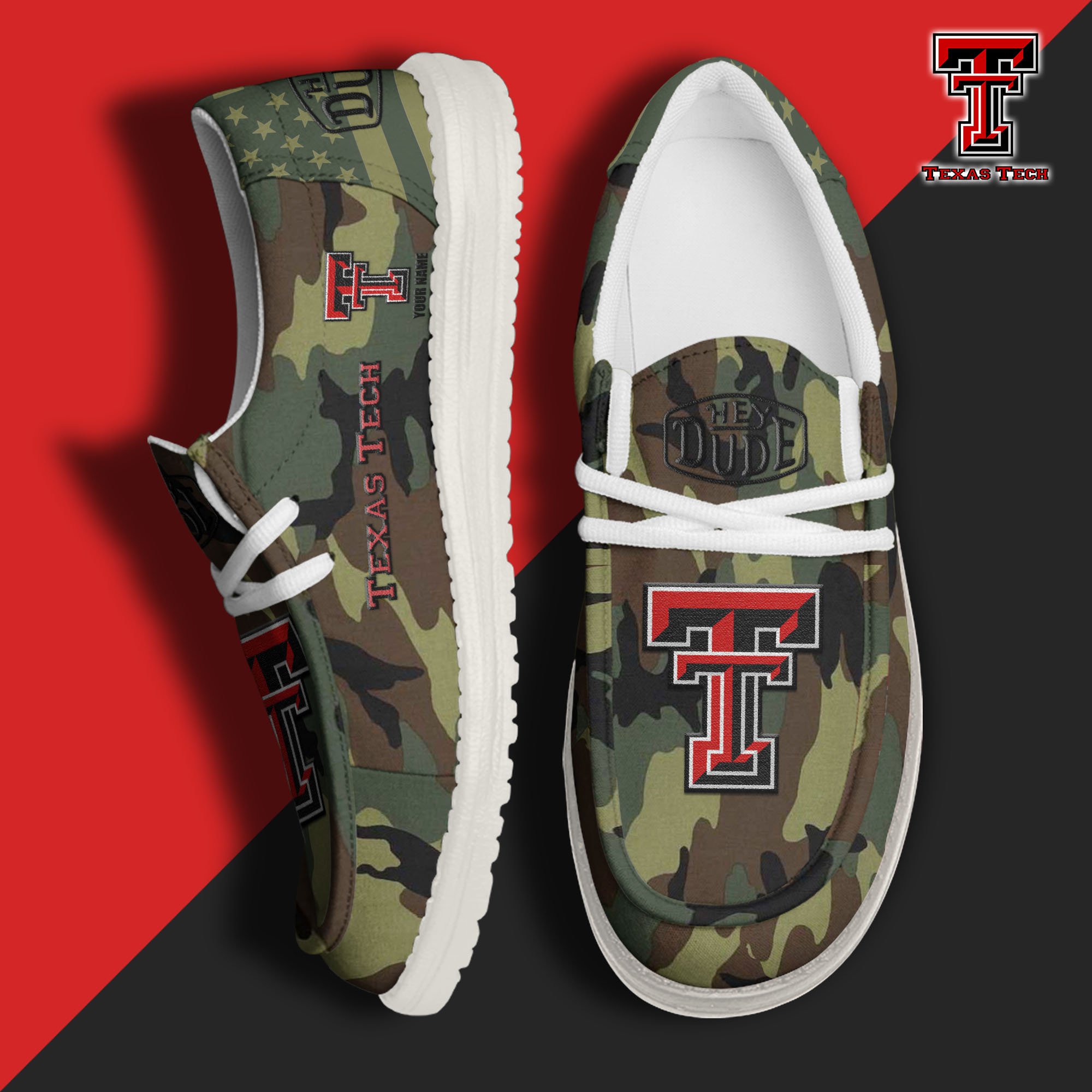 JWFancy Texas Tech Red Raiders Hey Dude Shoes Wally Men's Lace Up Loafers Comfortable For Men And Women