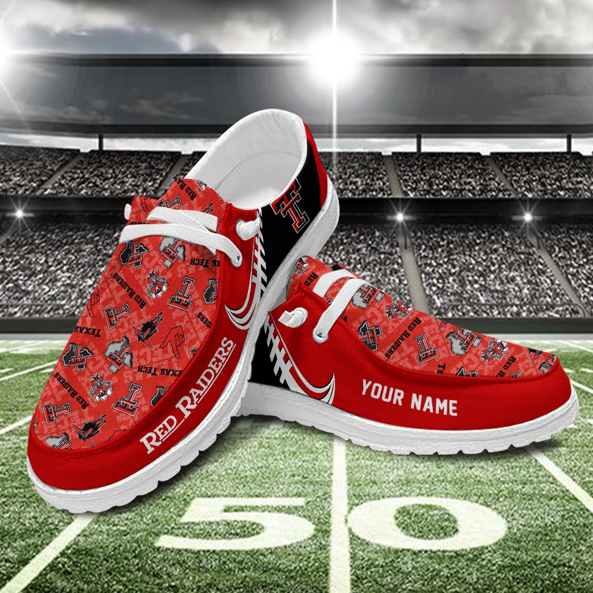 JWFancy Texas Tech Red Raiders Hey Dude Shoes Wally Men's Lace Up Loafers Comfortable For Men And Women