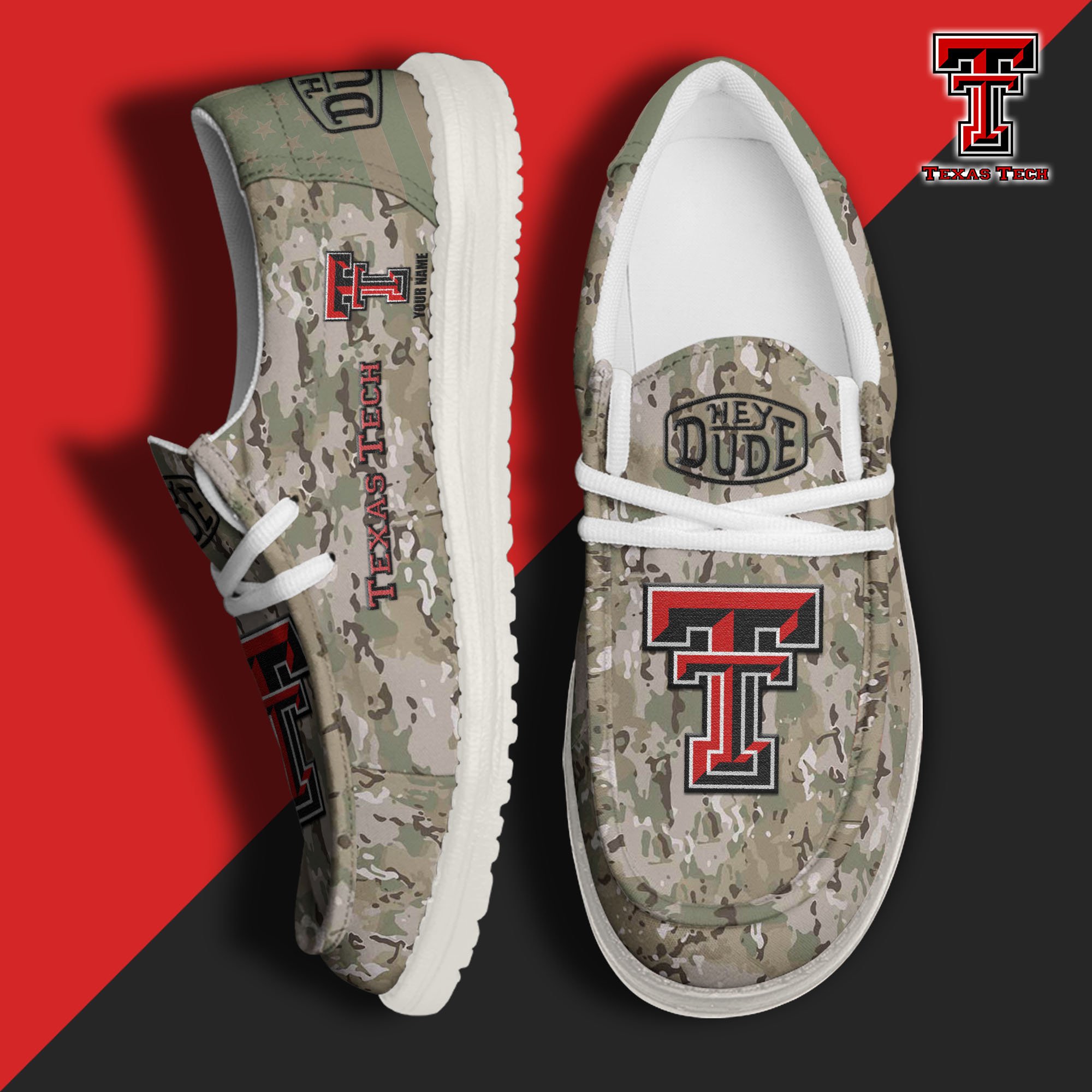 JWFancy Texas Tech Red Raiders Hey Dude Shoes Wally Men's Lace Up Loafers Comfortable For Men And Women