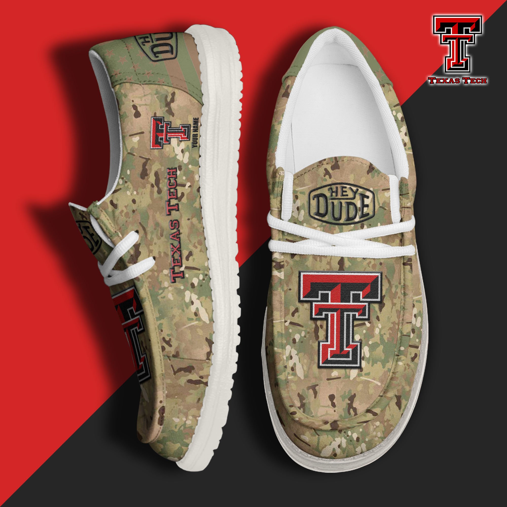 JWFancy Texas Tech Red Raiders Hey Dude Shoes Wally Men's Lace Up Loafers Comfortable For Men And Women