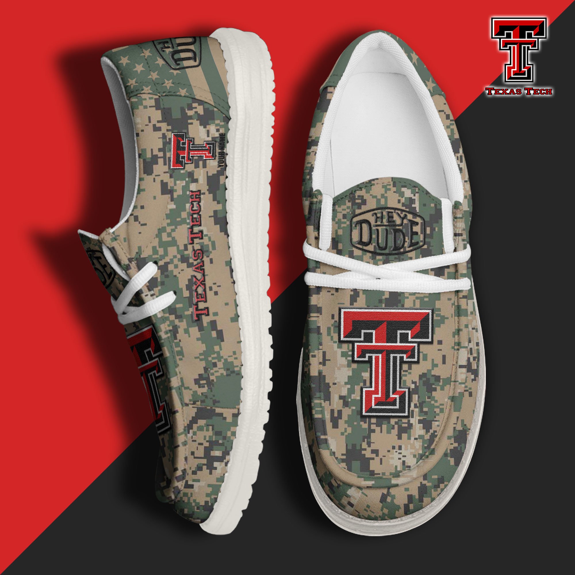 JWFancy Texas Tech Red Raiders Hey Dude Shoes Wally Men's Lace Up Loafers Comfortable For Men And Women
