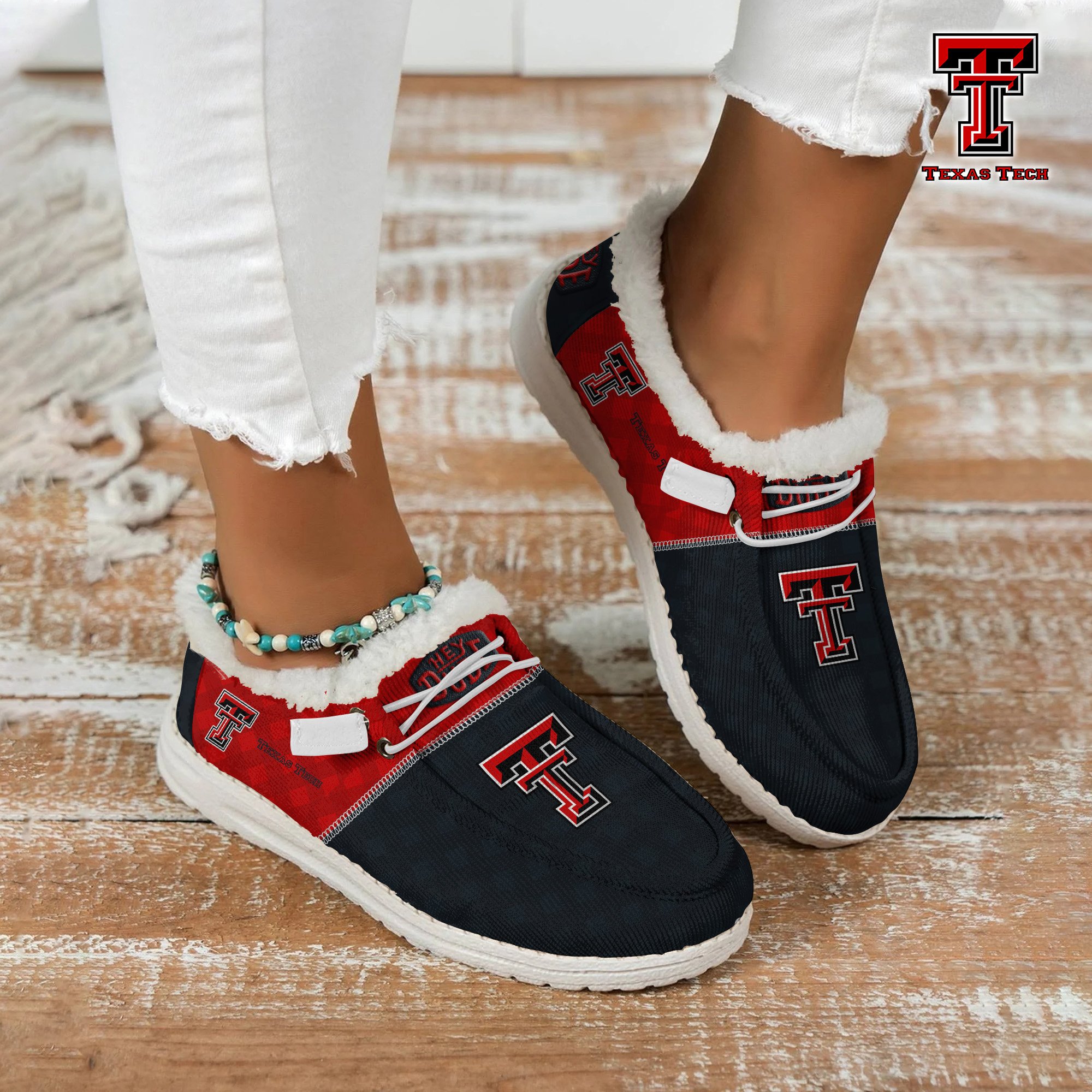 JWFancy Texas Tech Red Raiders Hey Dude Shoes Wally Men's Lace Up Loafers Comfortable For Men And Women