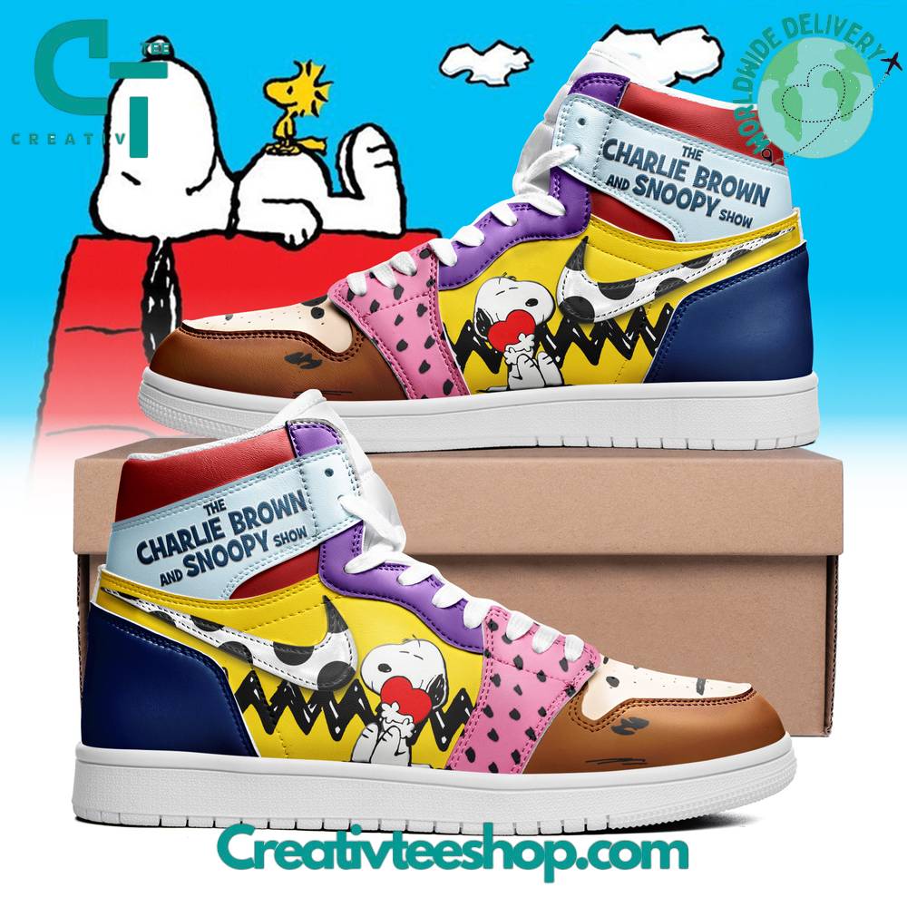 JWFancy The Charlie Brown and Snoopy AJ1 High Sneakers Shoes For Men And Women