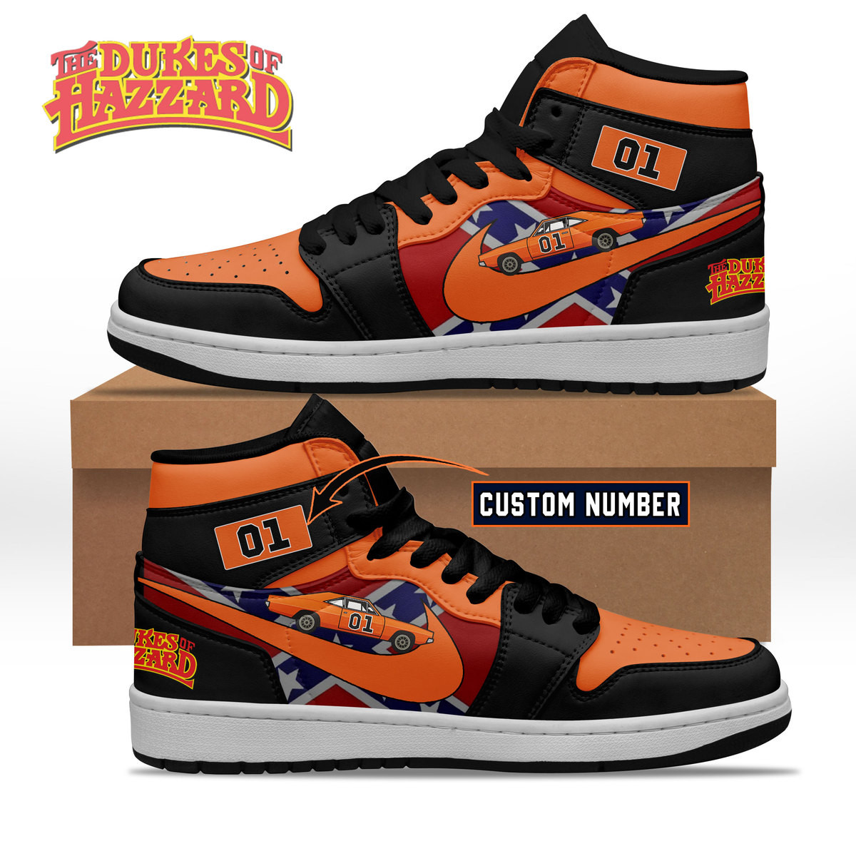JWFancy The Dukes of Hazzard AJ1 High Sneakers Shoes For Men And Women