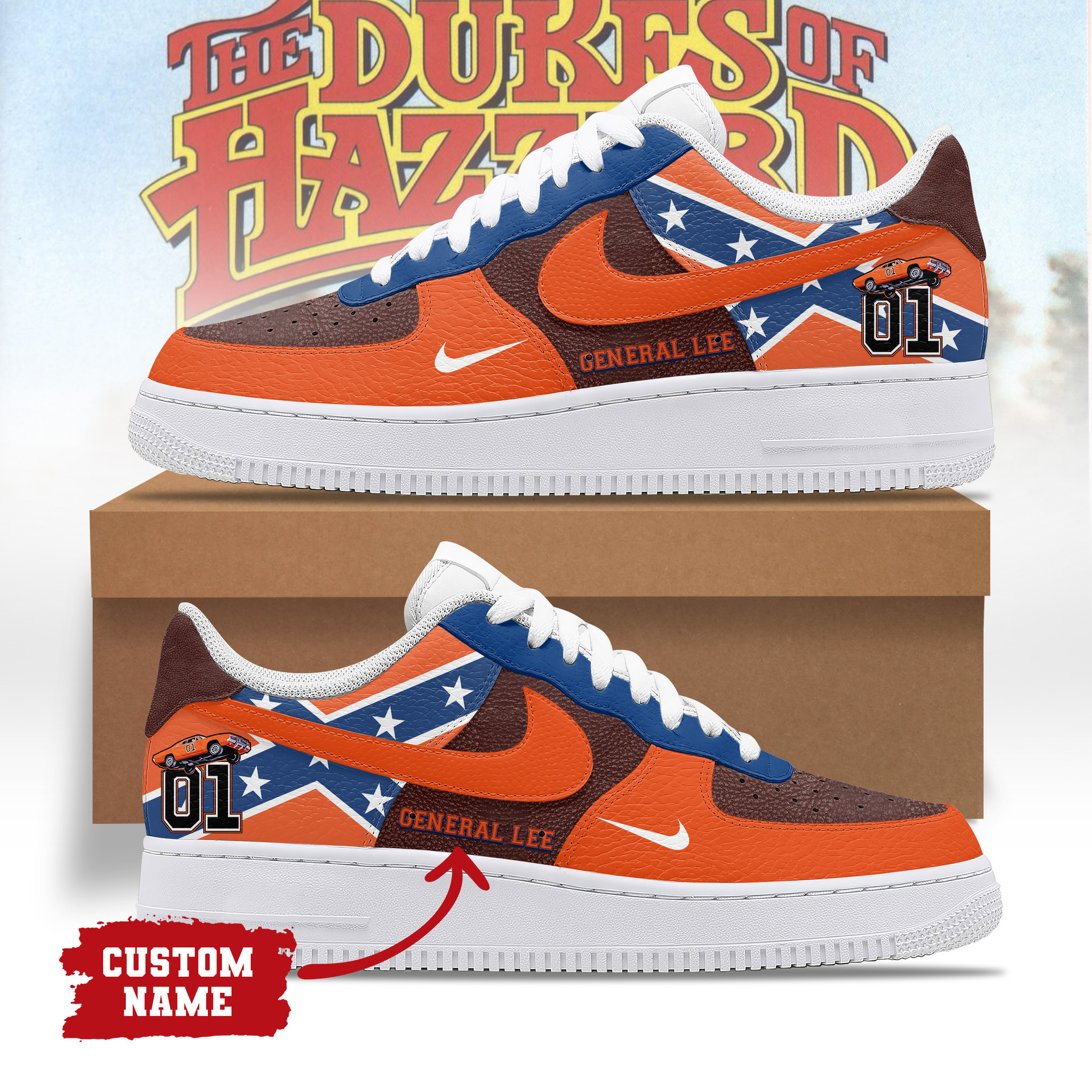 JWFancy The Dukes of Hazzard AJ1 Low Sneakers Shoes For Men And Women