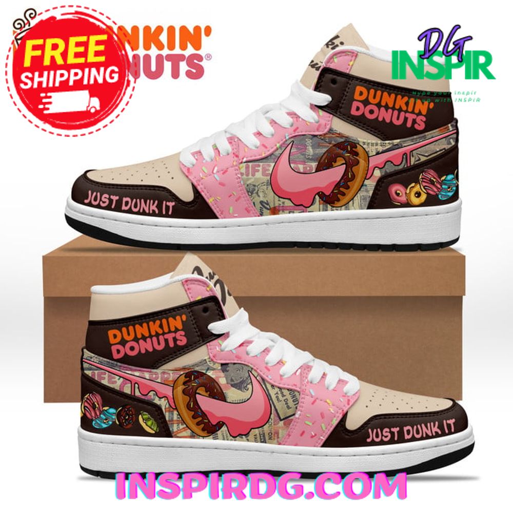 JWFancy The Dunkin Donuts Just Dunk It AJ1 High Sneakers Shoes For Men And Women