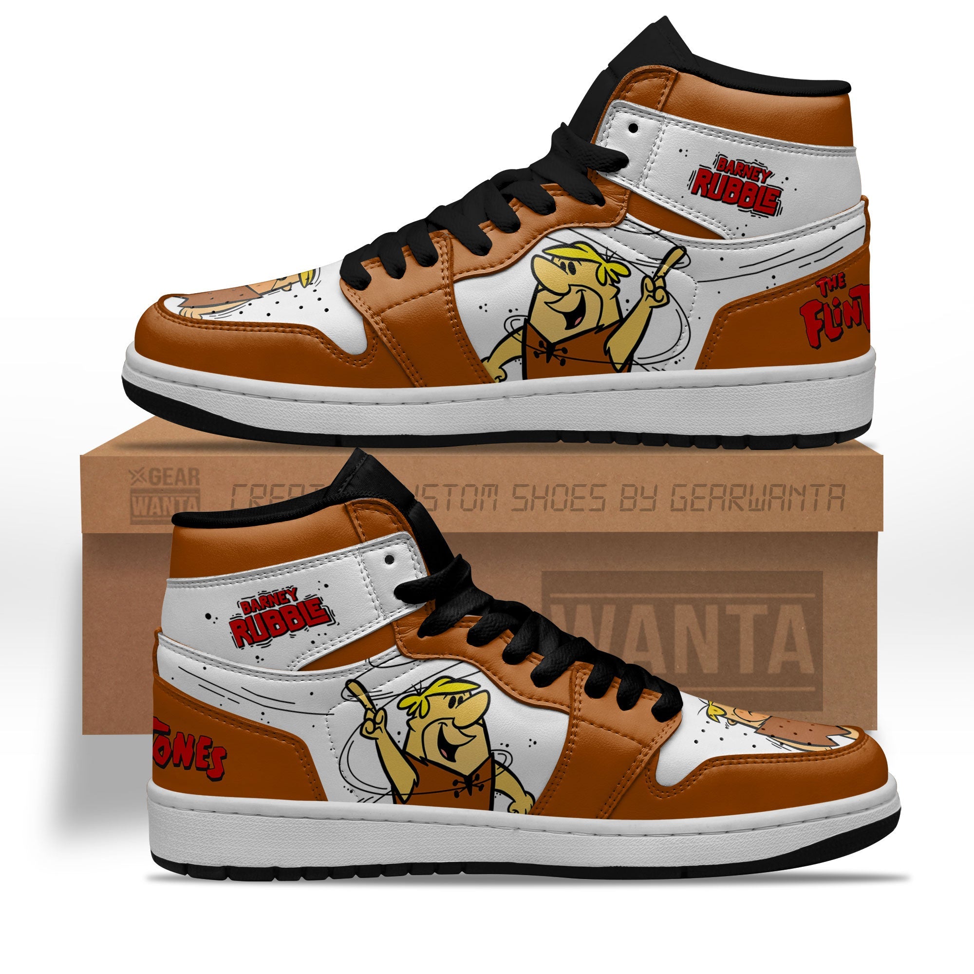 JWFancy The Flintstones Barney Rubble AJ1 High Sneakers Shoes For Men And Women