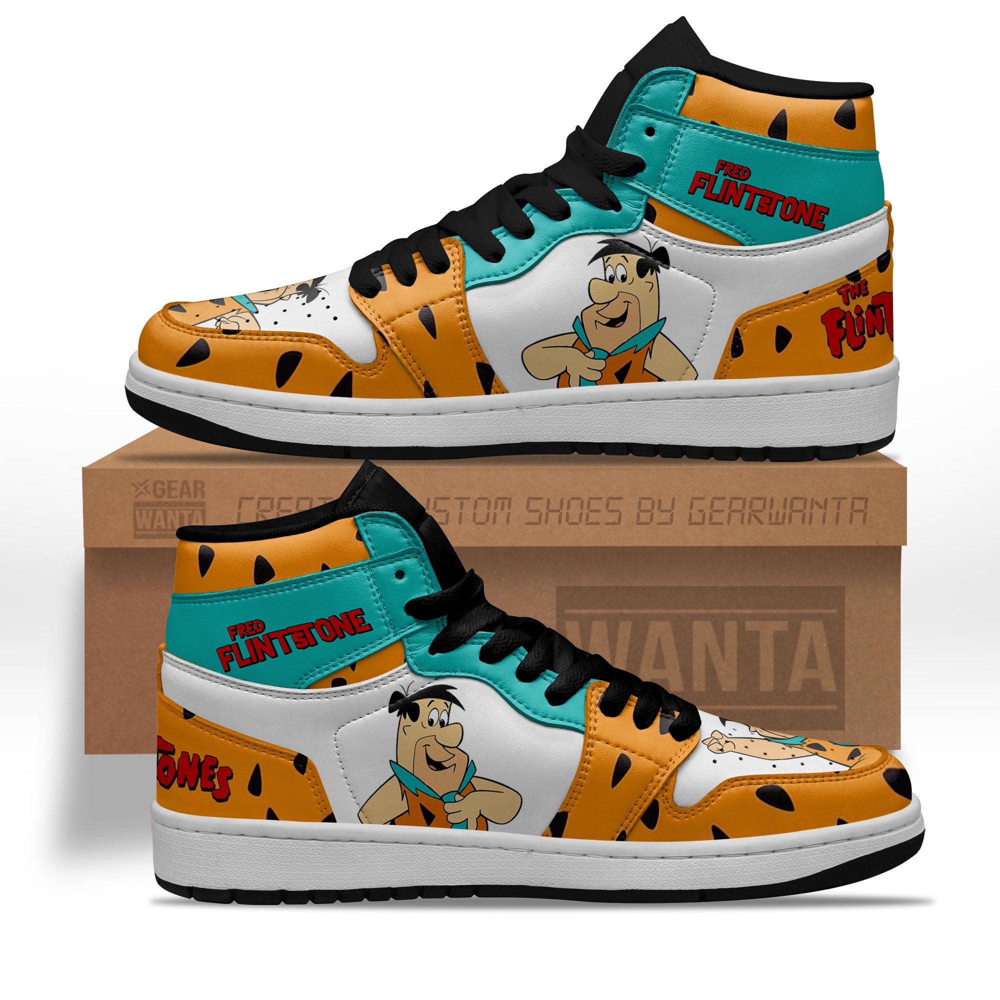 JWFancy The Flintstones Fred Flintstones AJ1 High Sneakers Shoes For Men And Women