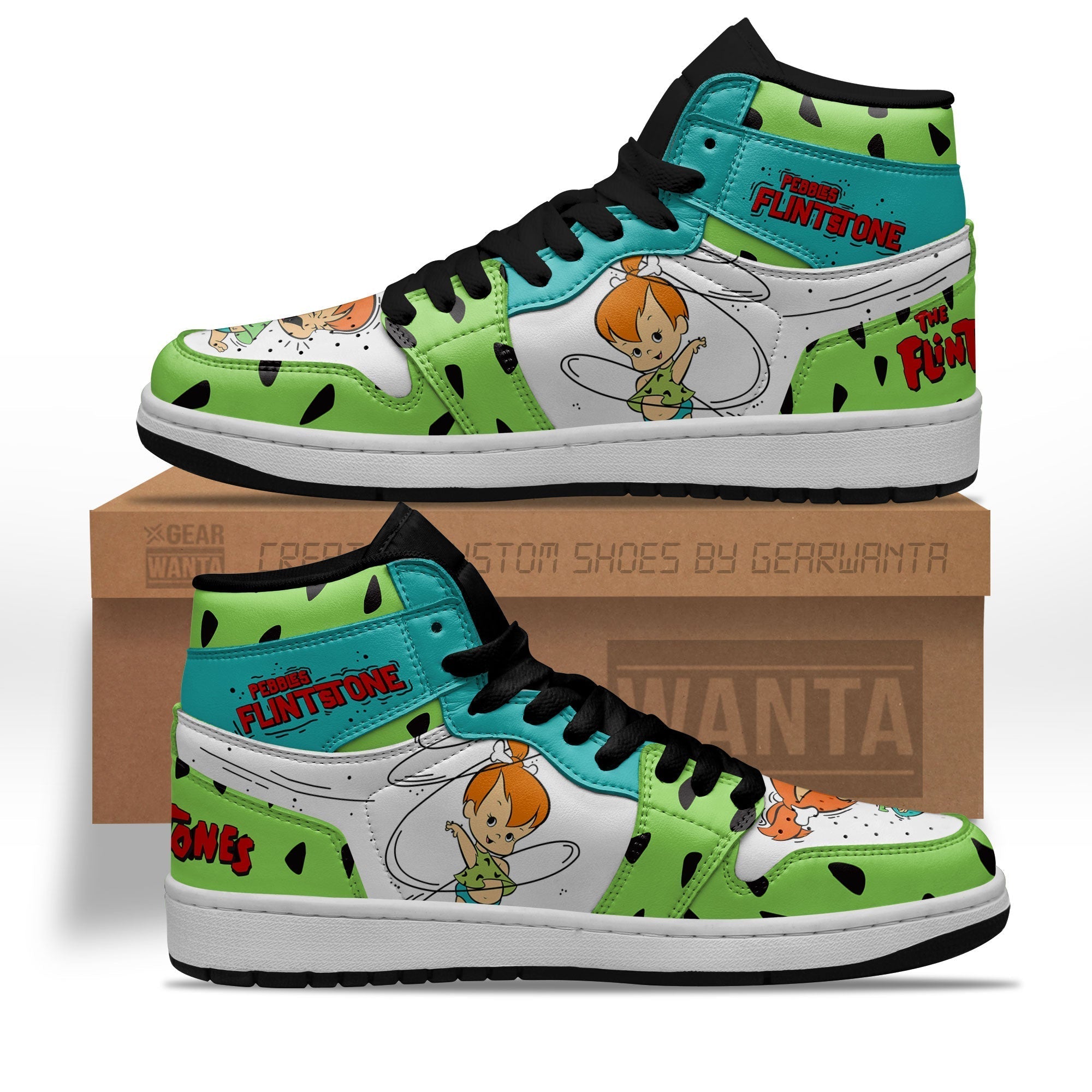 JWFancy The Flintstones Pebbles Flintstone AJ1 High Sneakers Shoes For Men And Women