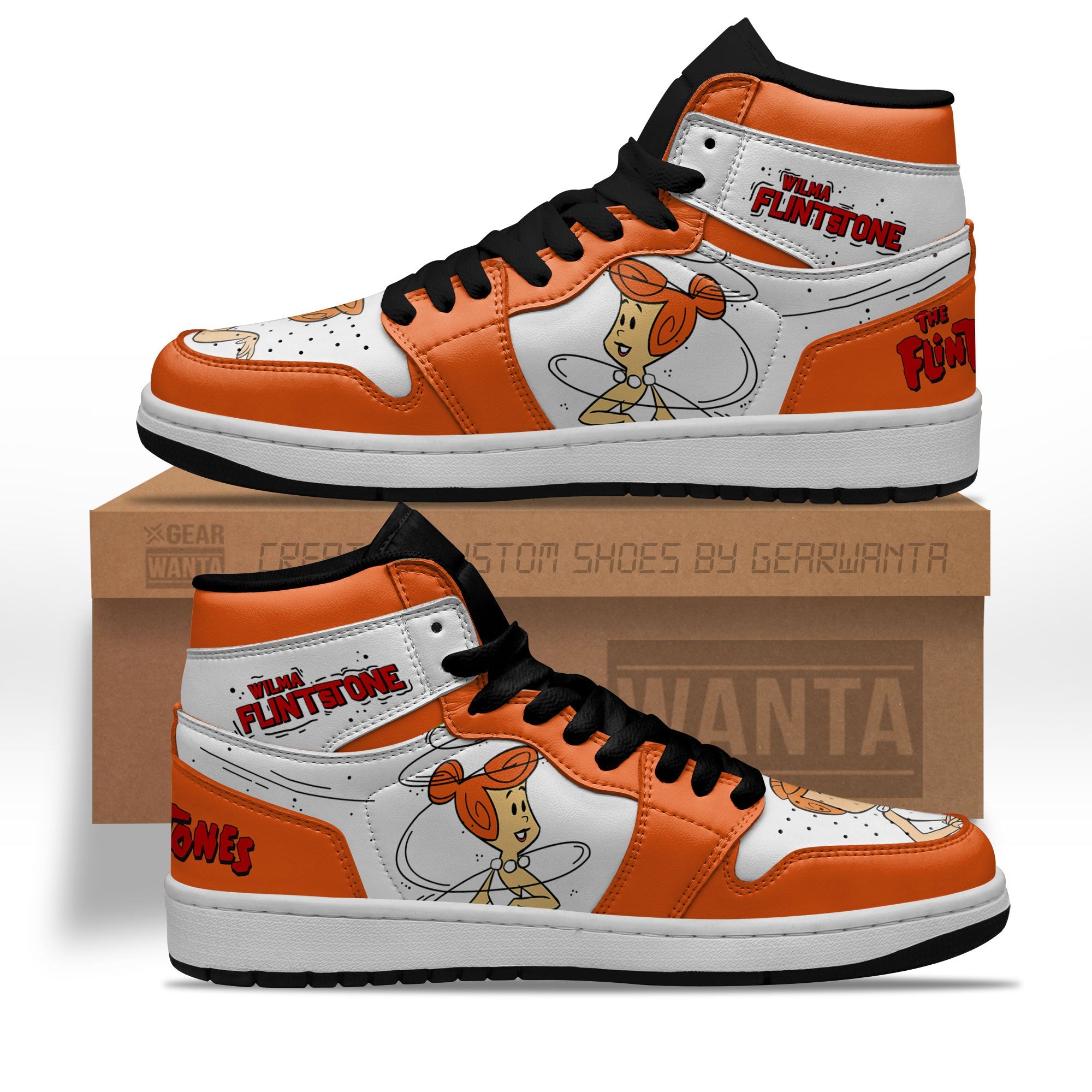 JWFancy The Flintstones Wilma Flintstones AJ1 High Sneakers Shoes For Men And Women