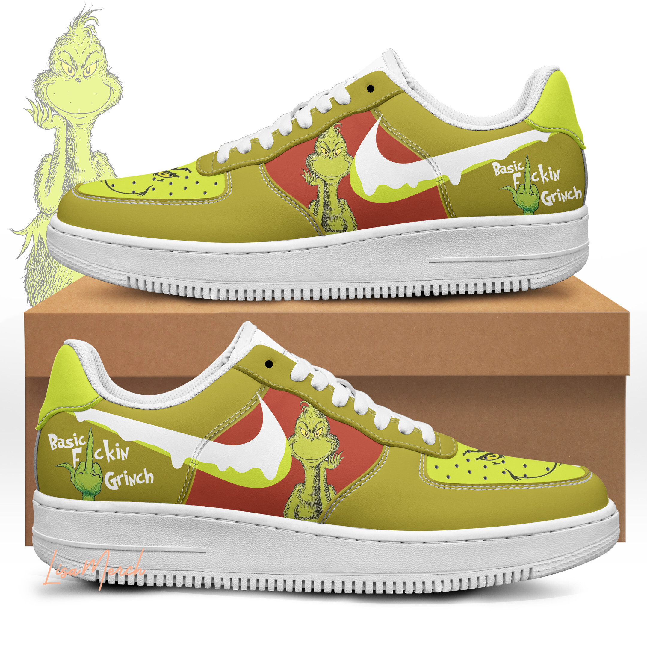 JWFancy The Grinch Air Low-Top Sneakers Shoes For Men And Women
