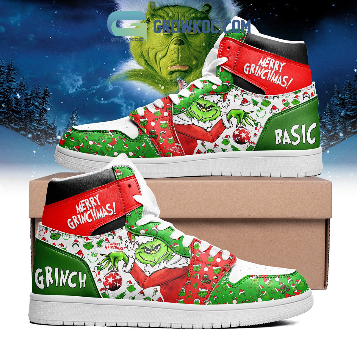 JWFancy The Grinch AJ1 High Sneakers Shoes For Men And Women