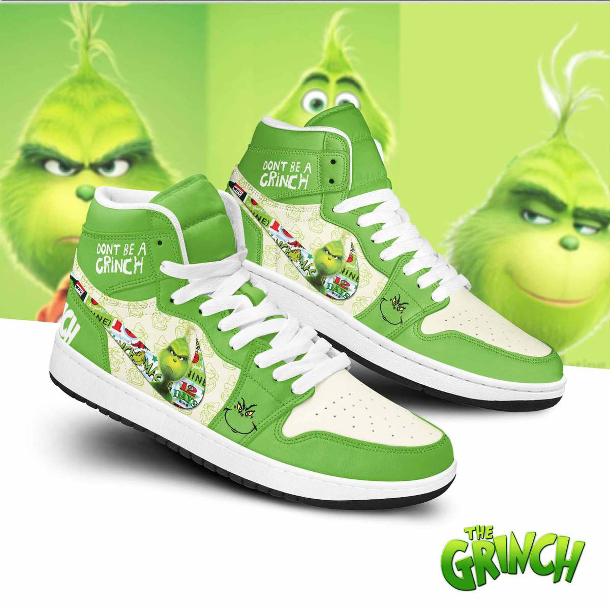JWFancy The Grinch AJ1 High Sneakers Shoes For Men And Women