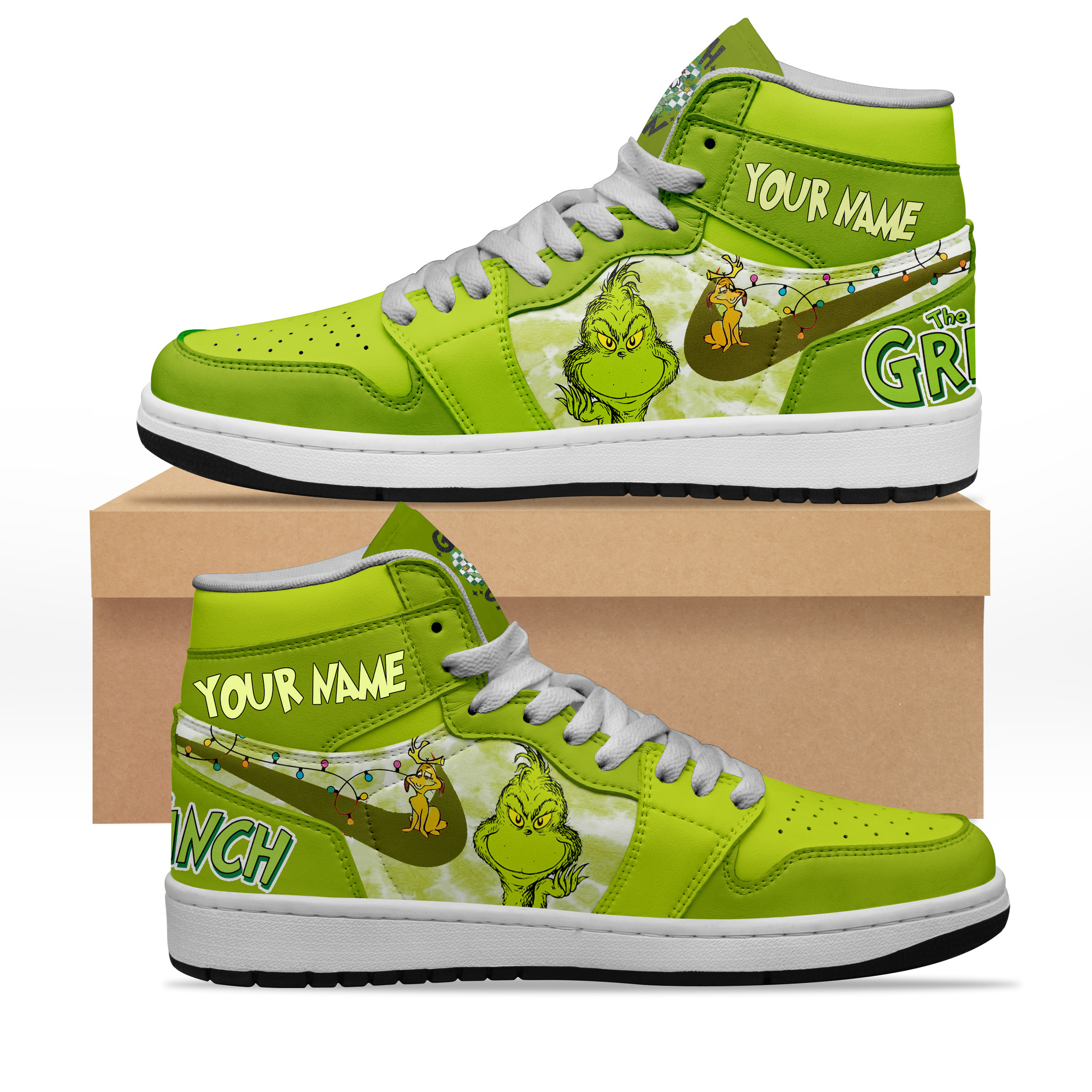 JWFancy The Grinch AJ1 High Sneakers Shoes For Men And Women