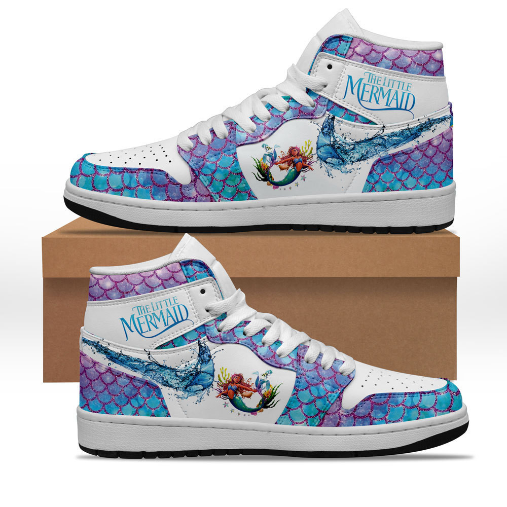 JWFancy The Little Mermaid AJ1 High Sneakers Shoes For Men And Women