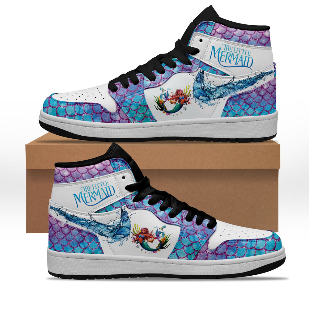 JWFancy The Little Mermaid AJ1 High Sneakers Shoes For Men And Women